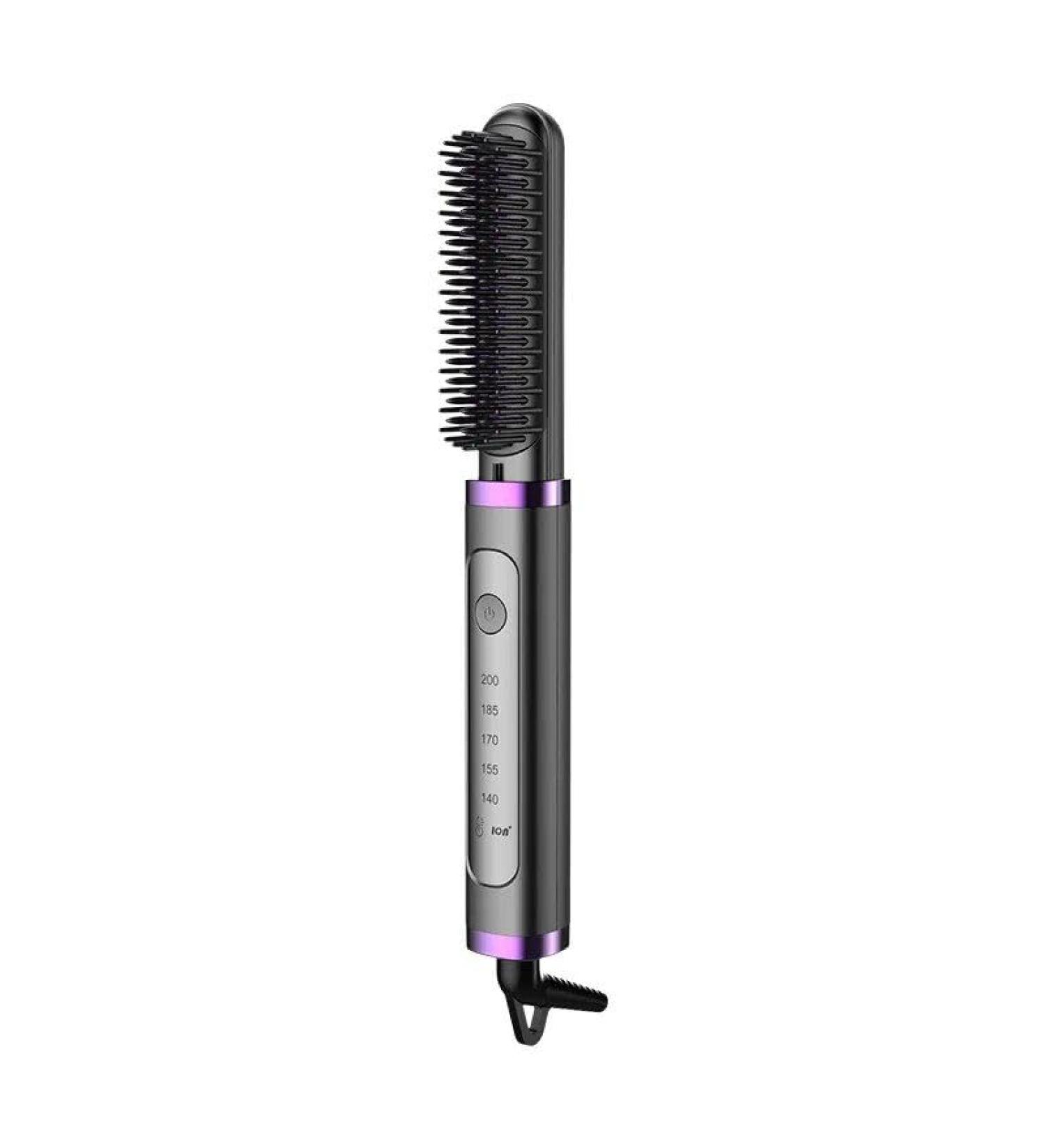 Electric Professional Hair Straightener Brush & Curling Hot Comb - Purple | International Shipping Available - Buy Online on GoSupps.com