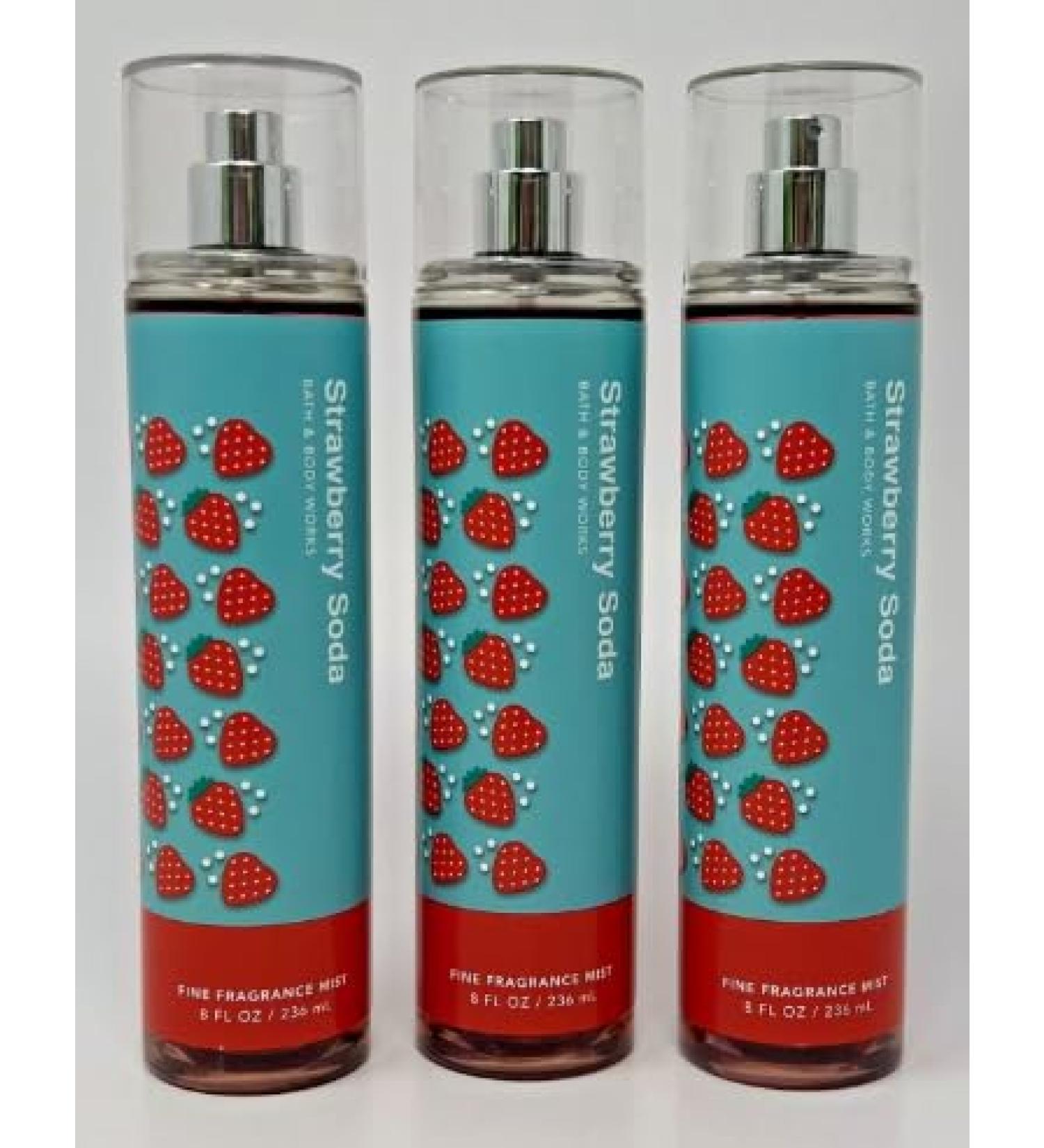 Bath & Body 3 Pack FINE FRAGRANCE MIST 8 fl oz / 236 mL (Packaging may Vary) (STRAWBERRY SODA)