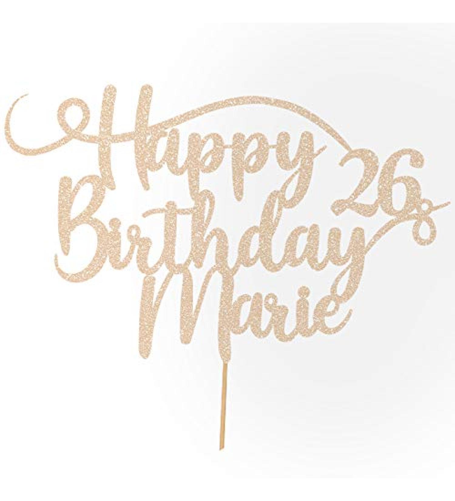 Personalized Happy Birthday Glitter Cake Decoration - Custom Colors & Names for Every Age | Cakehop - Buy Online on GoSupps.com