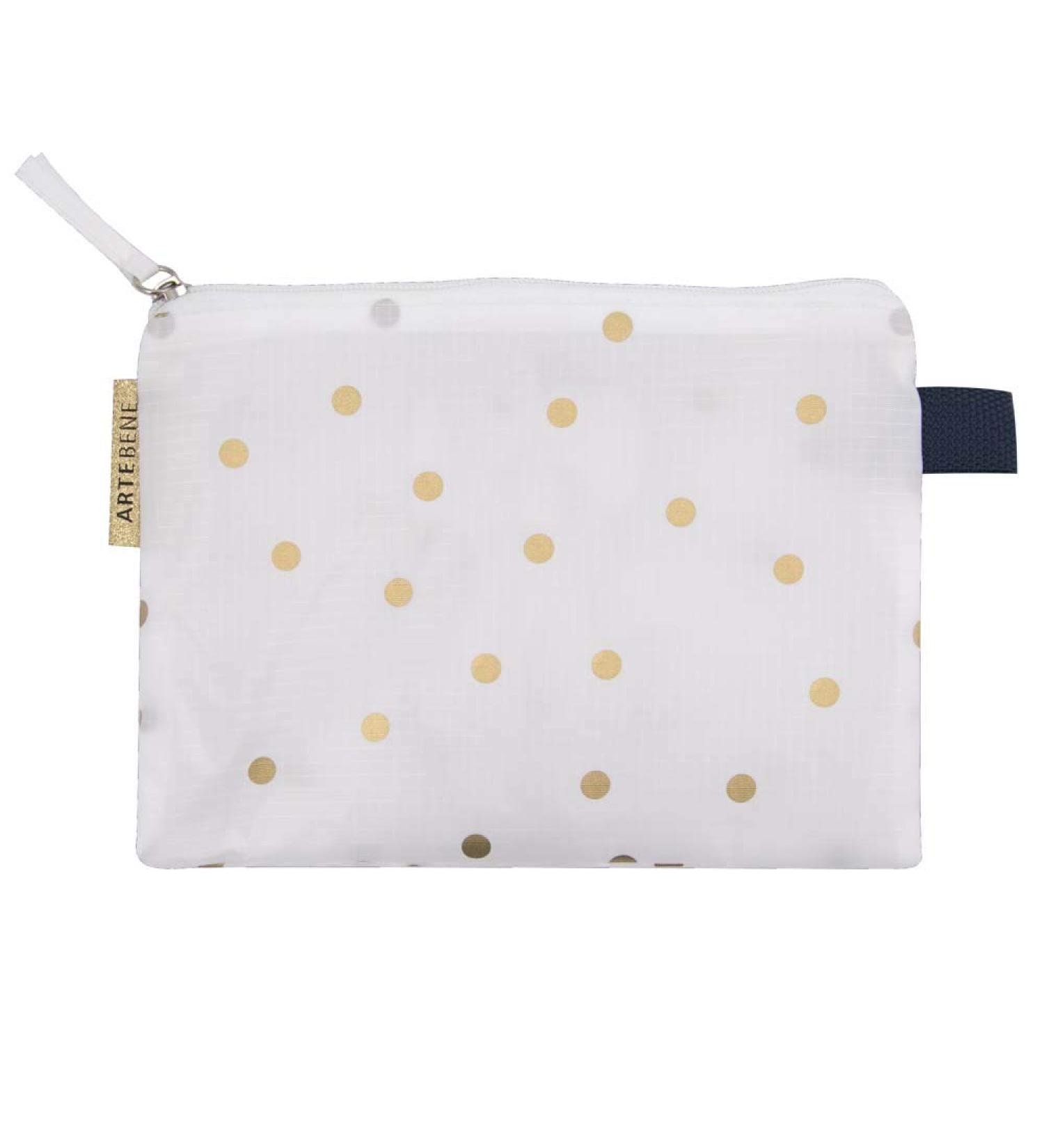 ARTEBENE Make-up Bag Cosmetic Bag Pouch Dots White Gold