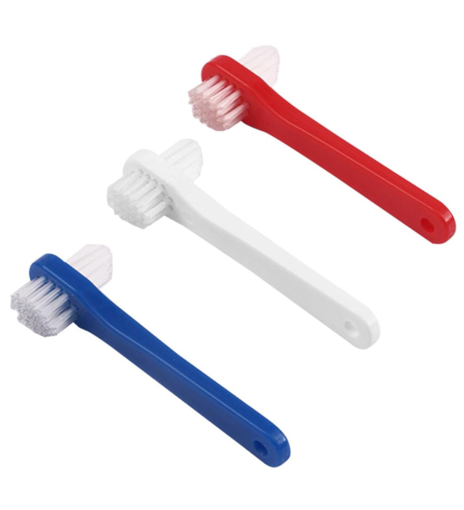 FRCOLOR 6 STK toothbrush cleaning tool for incorrect teeth holding brush dental obligation double -sided prosthesis brush prosthesis cleaner partial prosthesis double head detergent plastic (1 Pack) Different colors x 2 pieces