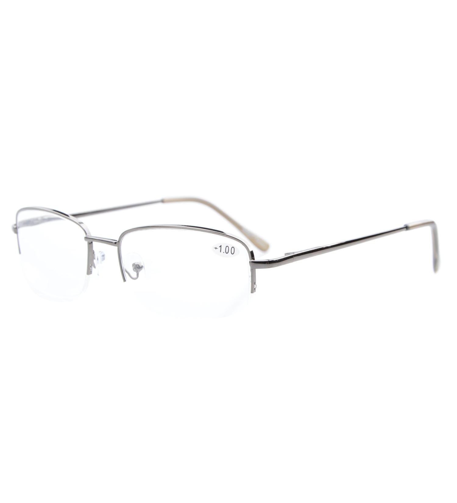 Eyekepper Classic Metal Half Rim Reading Glasses Gunmetal +1.0 Spring Temples for Comfort - Buy Online on GoSupps.com
