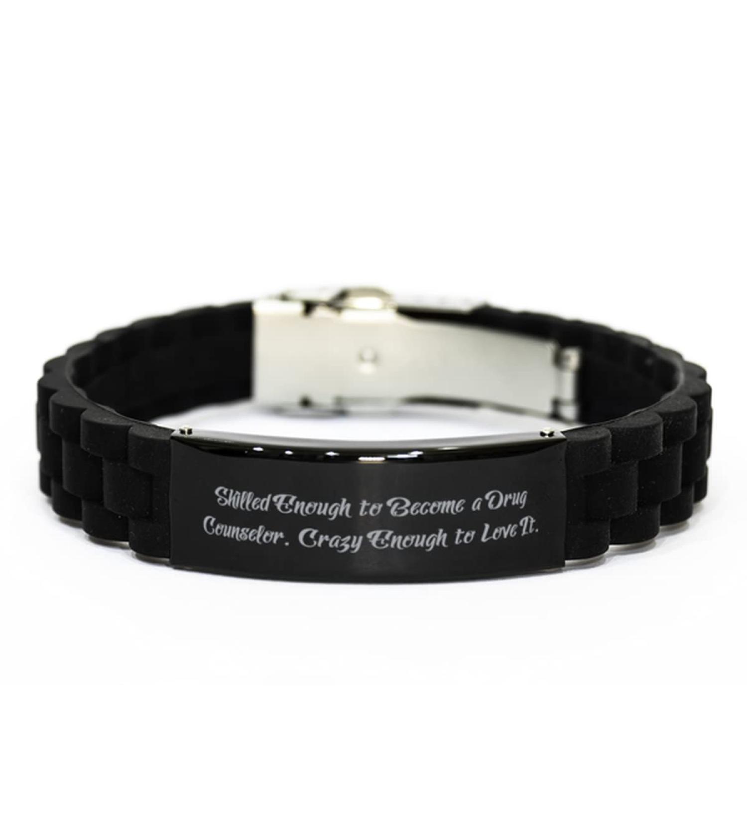 Cool Drug Counselor Gifts Skilled Enough to Become a Drug Counselor Gag Black Glidelock Clasp Bracelet for Coworkers from Team Leader