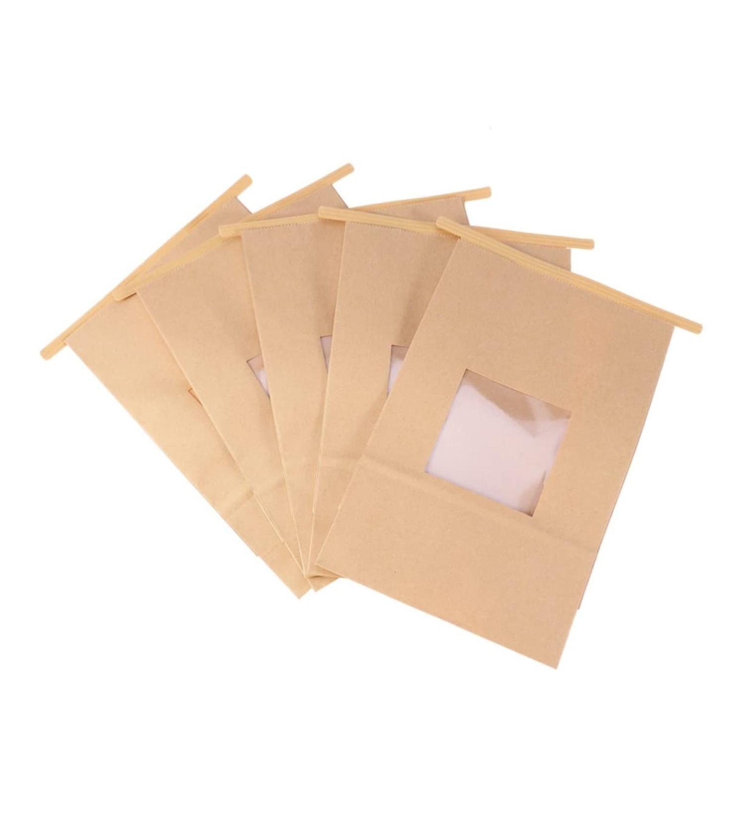 SOLUSTRE 50pcs Self-sealing Kraft Paper Stand up Bag Food Grade Kraft Paper Self Sealing Food Bags Choclates Kraft Bags Christmas Chocolates Window Food Bag Open The Window Chocolate Coins - Buy Online on GoSupps.com