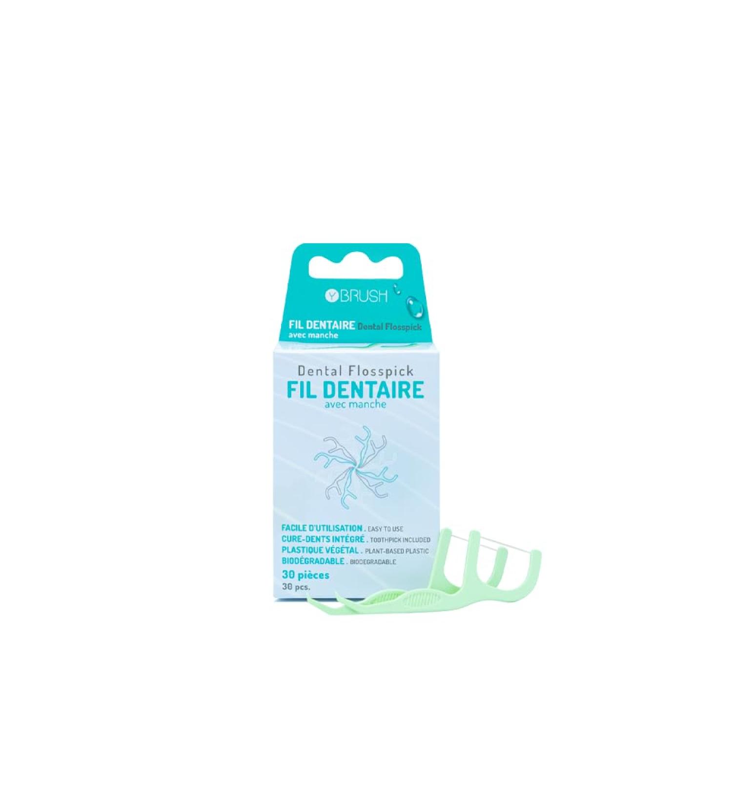 Buy Dental Floss with Vegetable Plastic Handle - 30 Pieces for Effective Cleaning & Dental Care | Integrated Toothpick | Eco-Friendly - Buy Online on GoSupps.com
