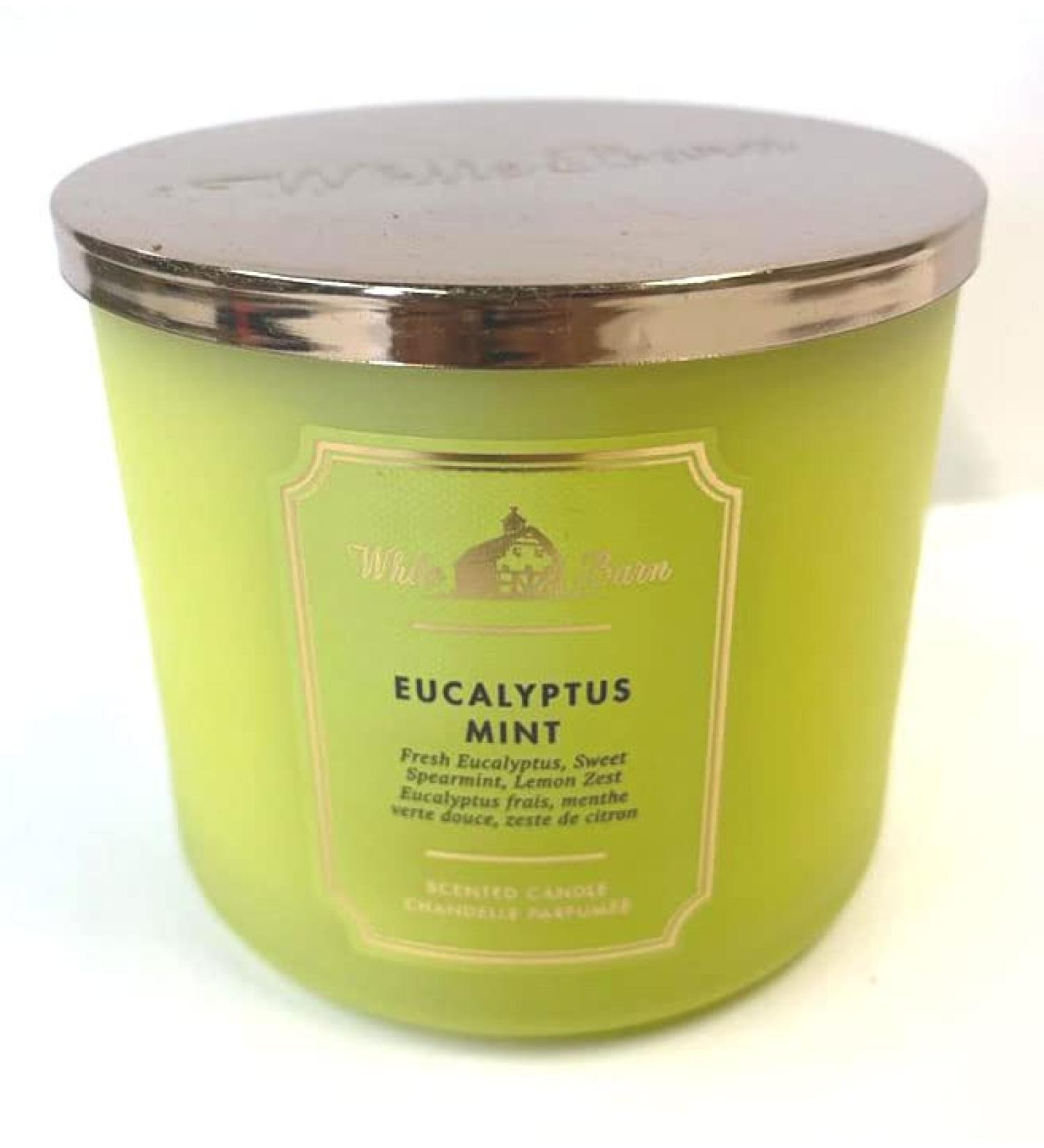 Shop Bath and Body Works White Barn 3-Wick Candle with Essential Oils - Eucalyptus Mint 14.5 oz | International Shipping Available - Buy Online on GoSupps.com