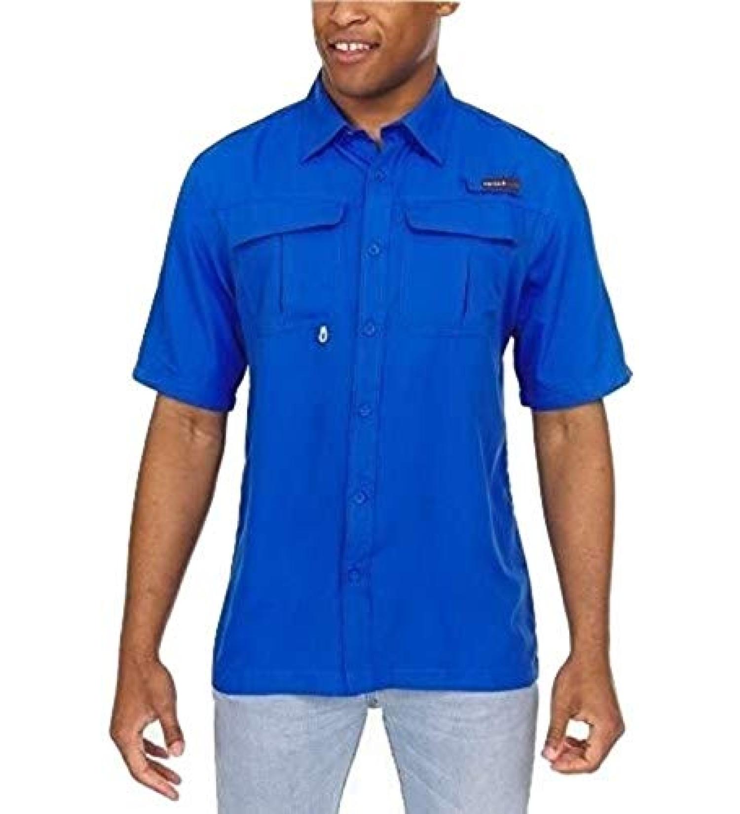 Swiss Alps Men's Lightweight Breathable Fishing Shirt - Deep Blue, Large - Buy Online on GoSupps.com