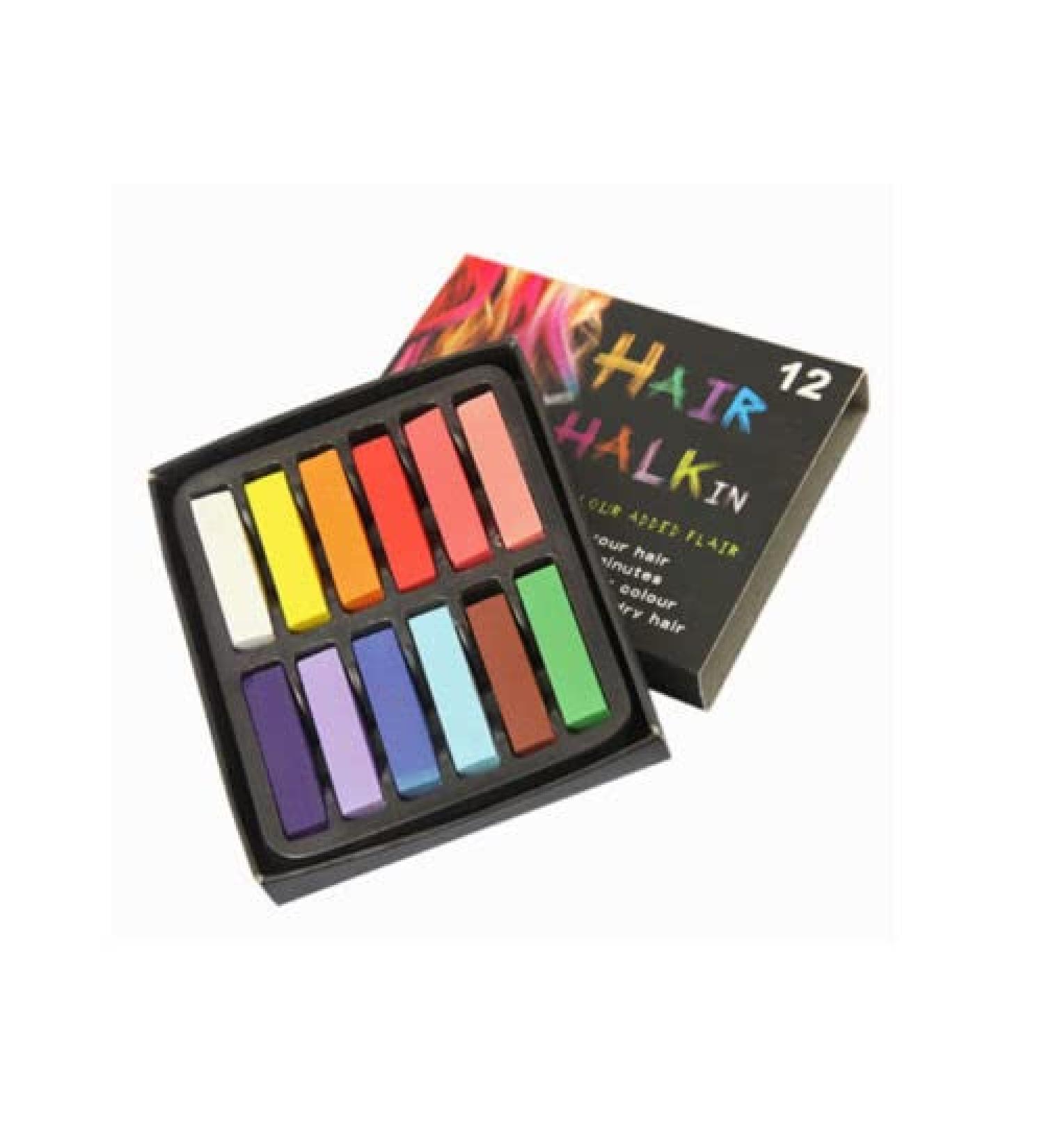Kids Hair Chalks: Temporary Bright Coloured Dye for Girls - 12 Count Salon Kit for Birthday, Easter & Cosplay - Buy Online on GoSupps.com