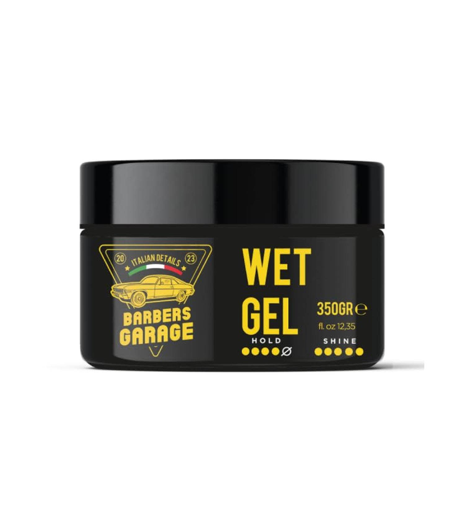 Barbers Garage Wet Gel (350g) Italian Details Strong hold for new hairstyles 24H wet look maximum shine and volume. - Buy Online on GoSupps.com