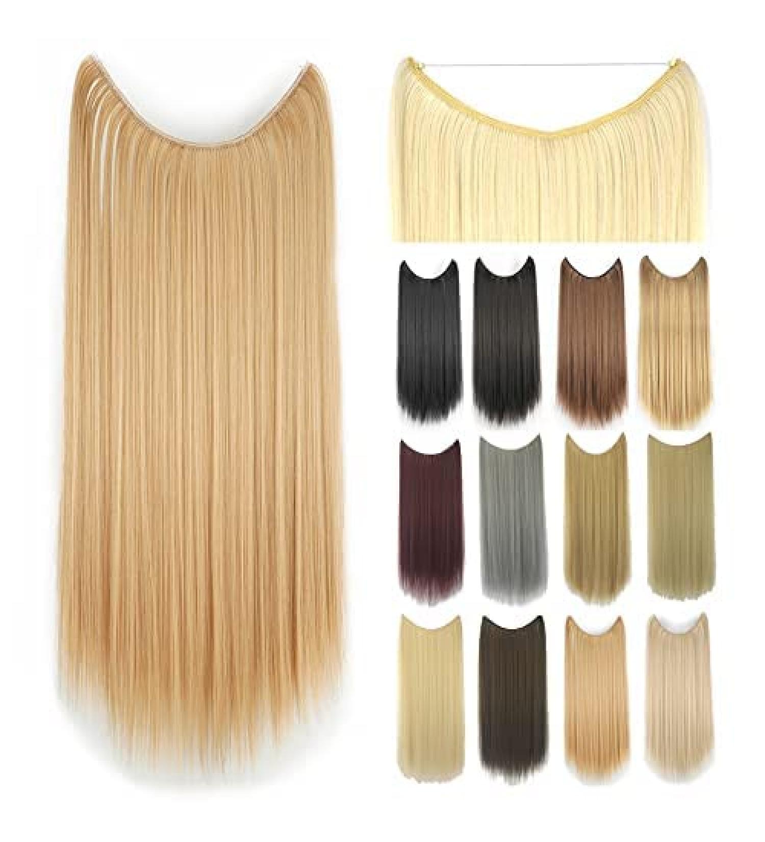 Imissu 22 '' 26 'Long straight halo extensions Hair extensions fish cord Hair part Synthetic invisible headgear from a secret wire flip flip hair part (26 inches copper) 26 inch copper