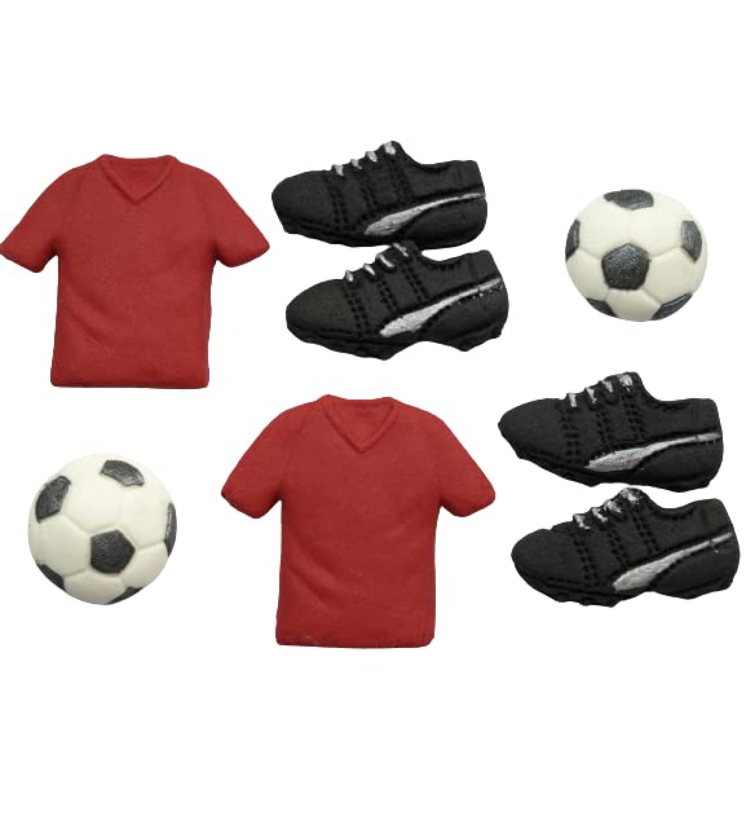 8x Football Happy Birthday Cake Toppers Edible Fondant Cupcake Decor Red Shirt Fan Football Kit - Buy Online on GoSupps.com
