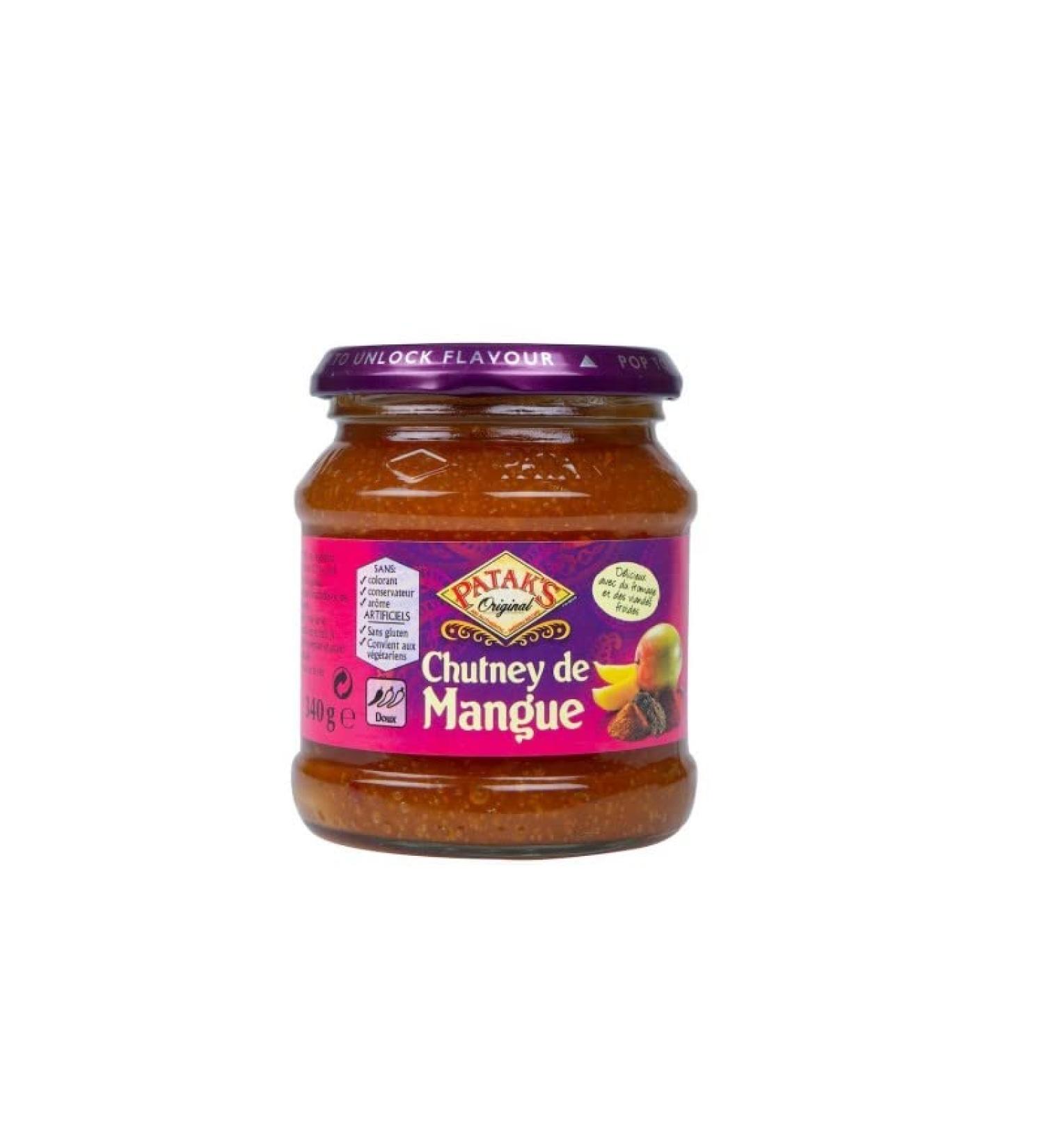 PATAKS - Chutney la mangue sucr e de Patak's - 340g - Saveurs exotiques d'Asie pour vos repas - Id al pour accompagner vos plats. - Lot De 3 - Vendu Par Lot