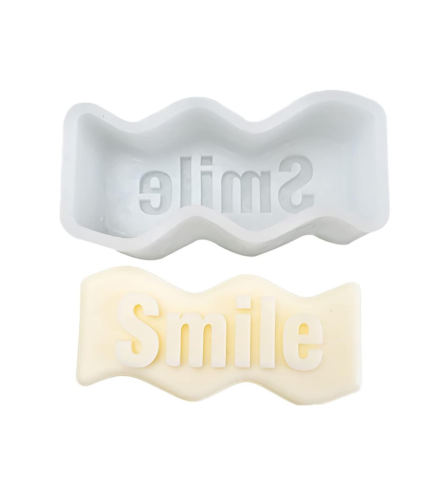 MIMIRACLE Silicone Wave Alphabet Pillar Candle Mold for Making Candles, Soaps, Wax, Resin, Soap Cake - Smile Design - Buy Online on GoSupps.com