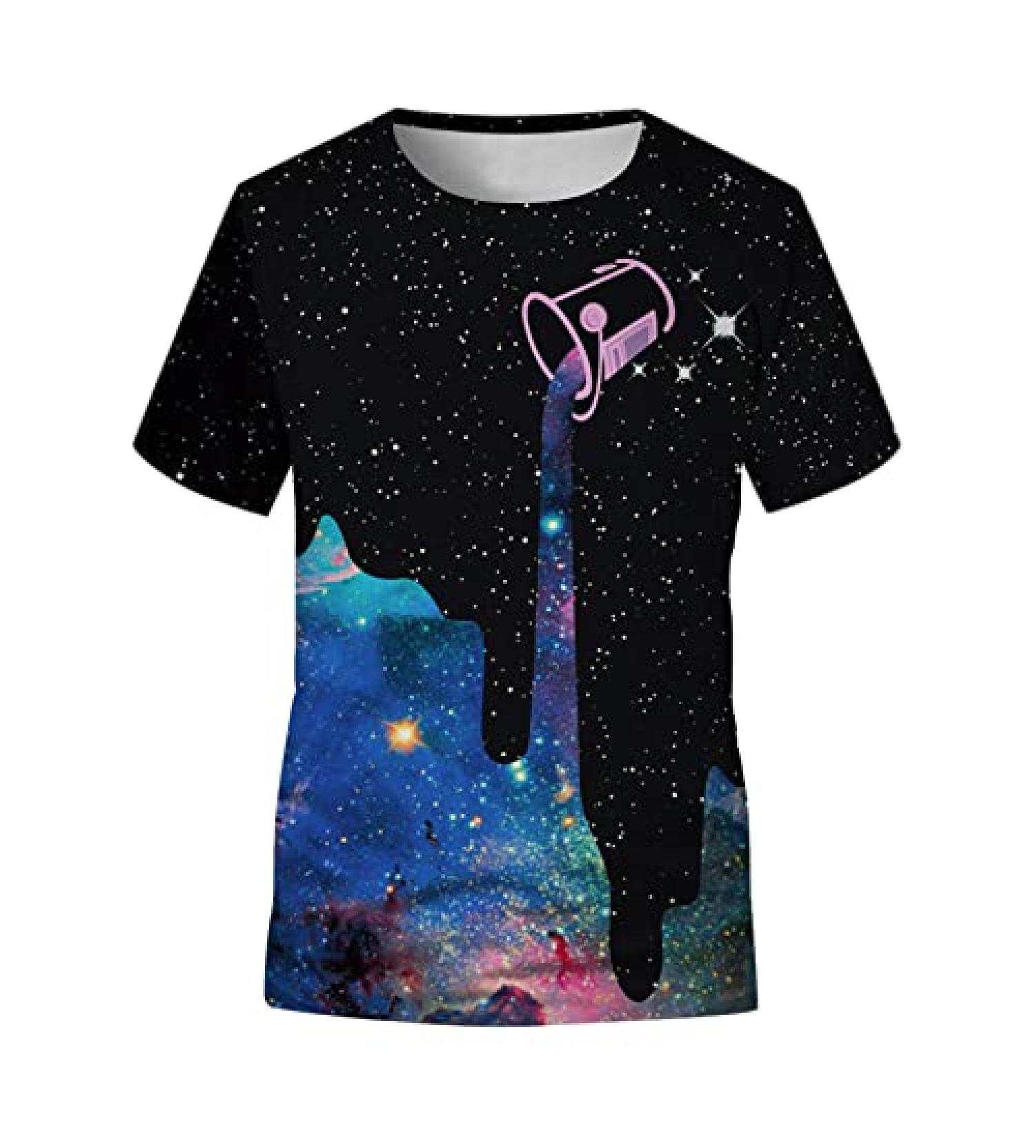 Kids Summer T-Shirt | 3D Print Teen Boys Big Girls Blouse | Casual Clothes for Girls | 9-10 Years (Black) - Buy Online on GoSupps.com