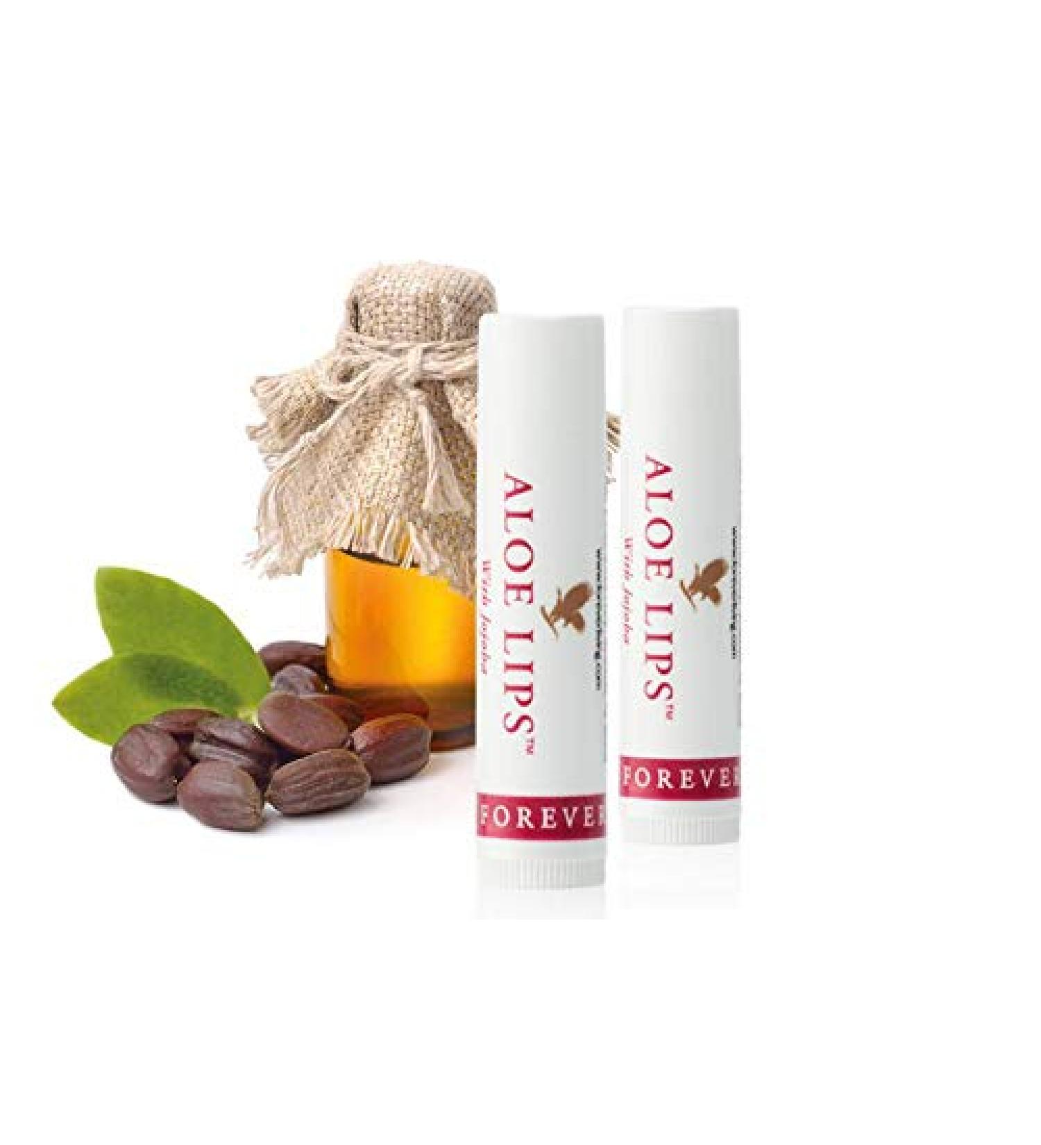Buy ALOE LIPS Aloe Vera Lip Balm Set - 2 Pieces with 28% Pure Aloe Vera Gel | Forever Living FLP | Moisturizing & Soothing Lip Care - Buy Online on GoSupps.com