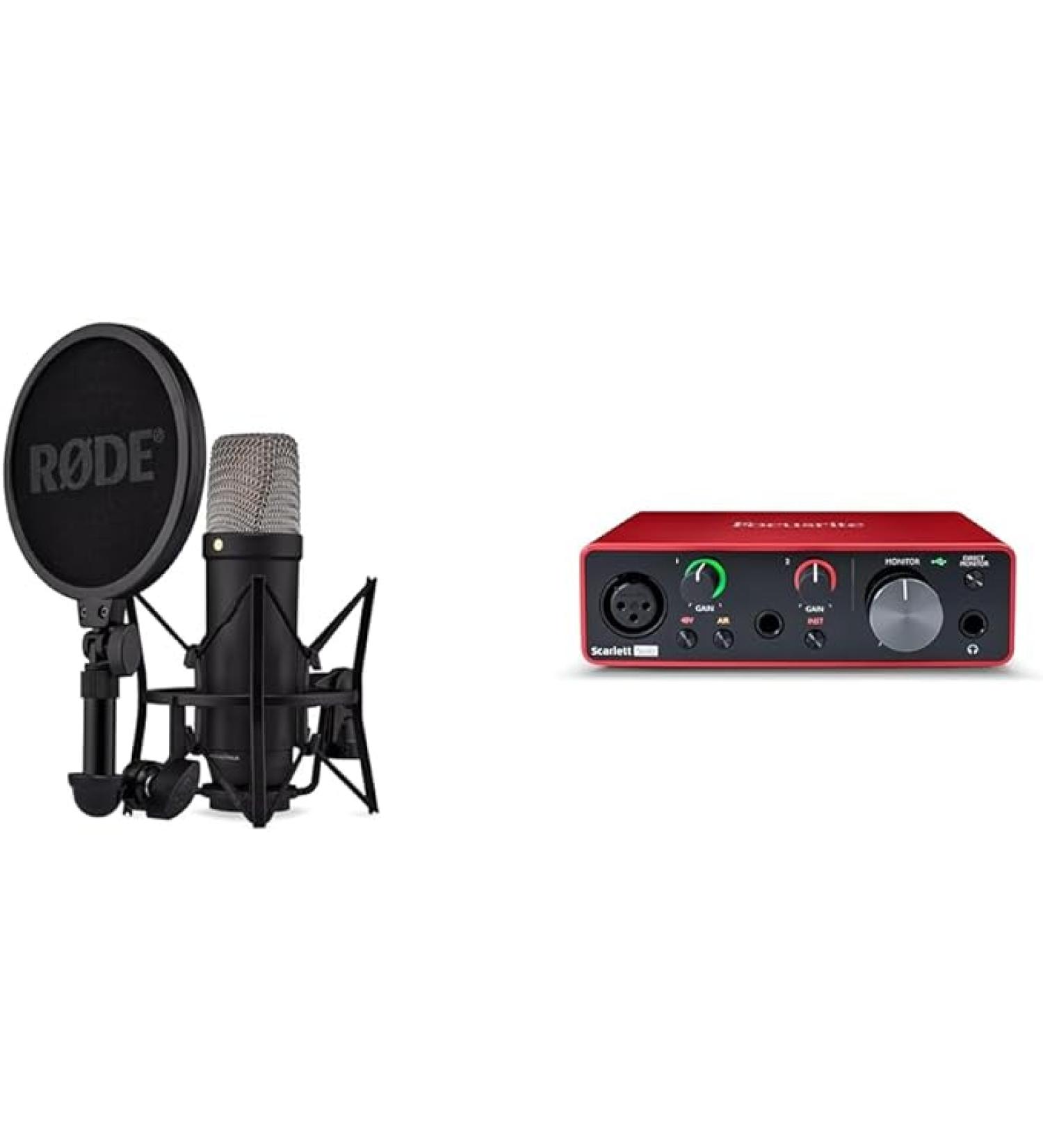 RÃDE NT1 5th Generation Large-Diaphragm Studio Condenser Microphone with XLR and USB Outputs & Focusrite Scarlett Solo 3rd Gen USB Audio Interface - Buy Online on GoSupps.com