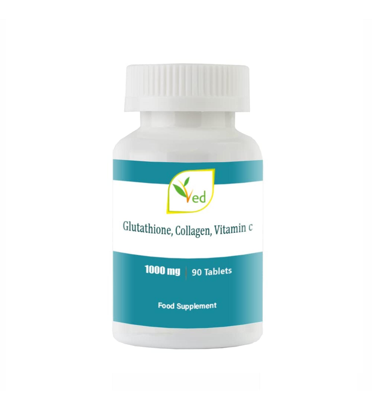 VED Reduced L-Glutathione Collage Vitamin C Tablets | 1000mg x 90 Tablets
