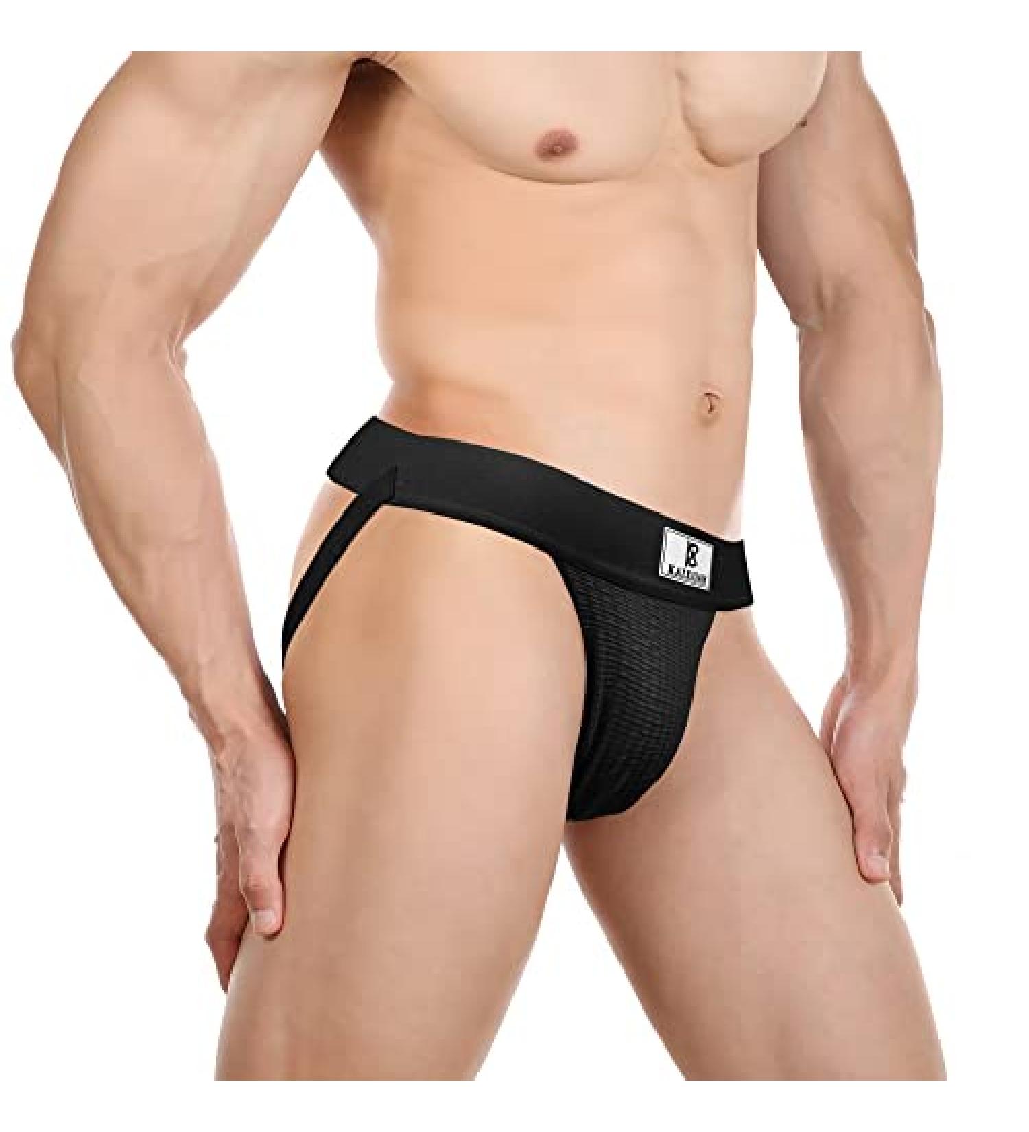 JOCKLAND Men's Wide Band Mesh Jock Strap - Black Medium | Athletic Supporter for Gym and Vasectomy - Buy Online on GoSupps.com