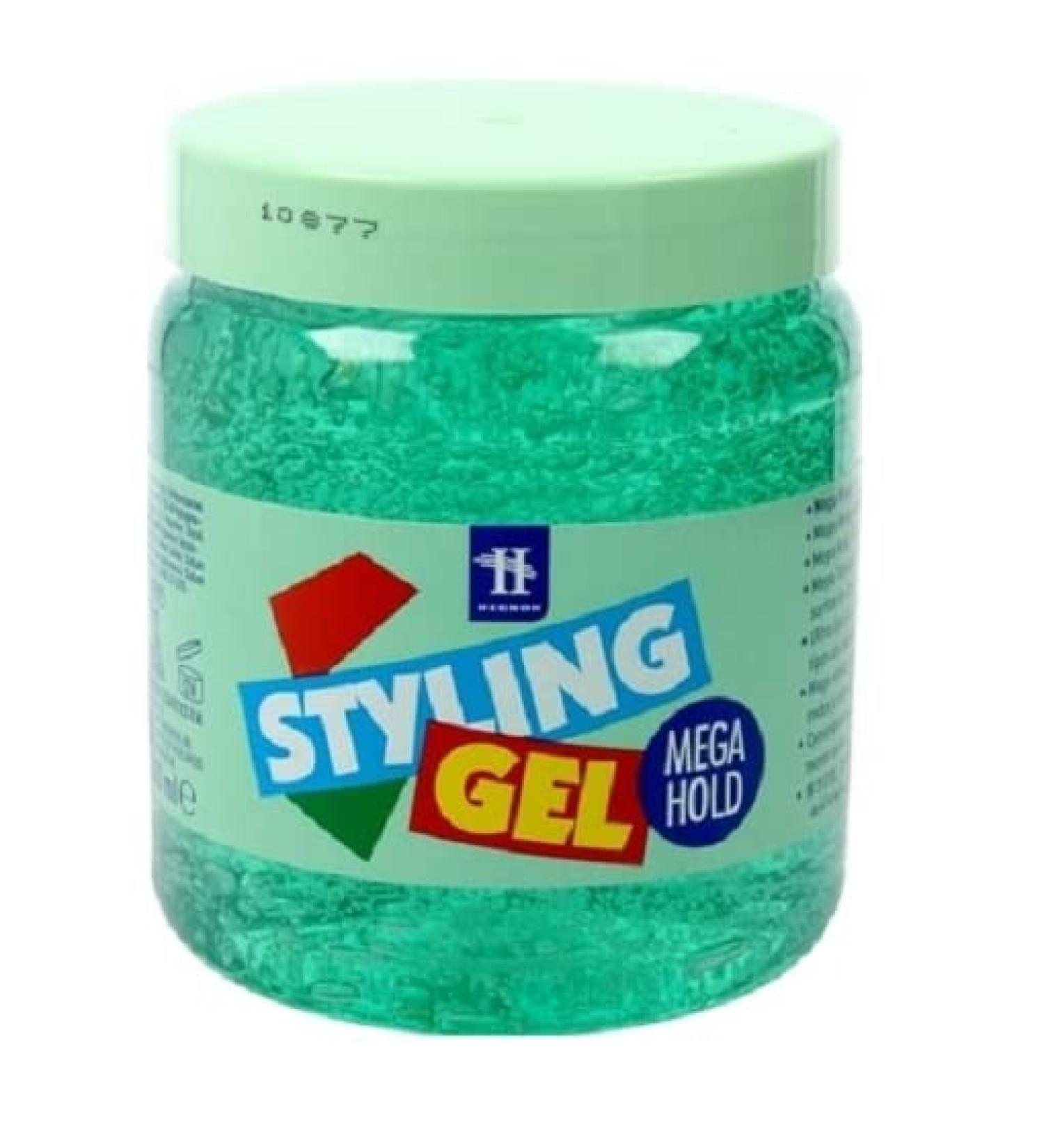 Hegron Mega Hold Styling Gel - For All Hair Types - 12 x 500 ml