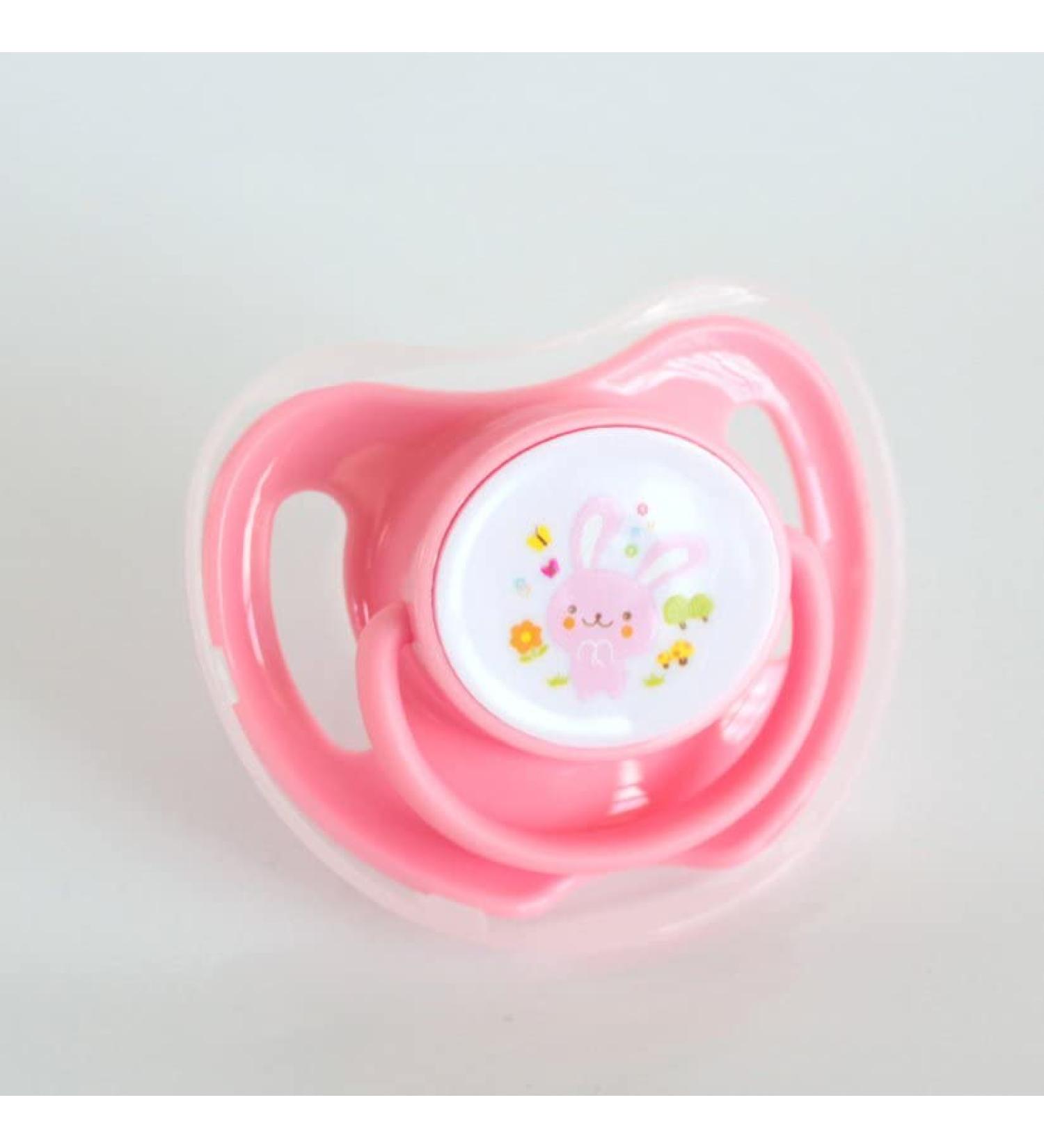 Xinsany Baby Silicone Pacifier with Hygienic Cap - Butterfly Shape, Animal Pattern, 4 Round Head Pink - Buy Online on GoSupps.com