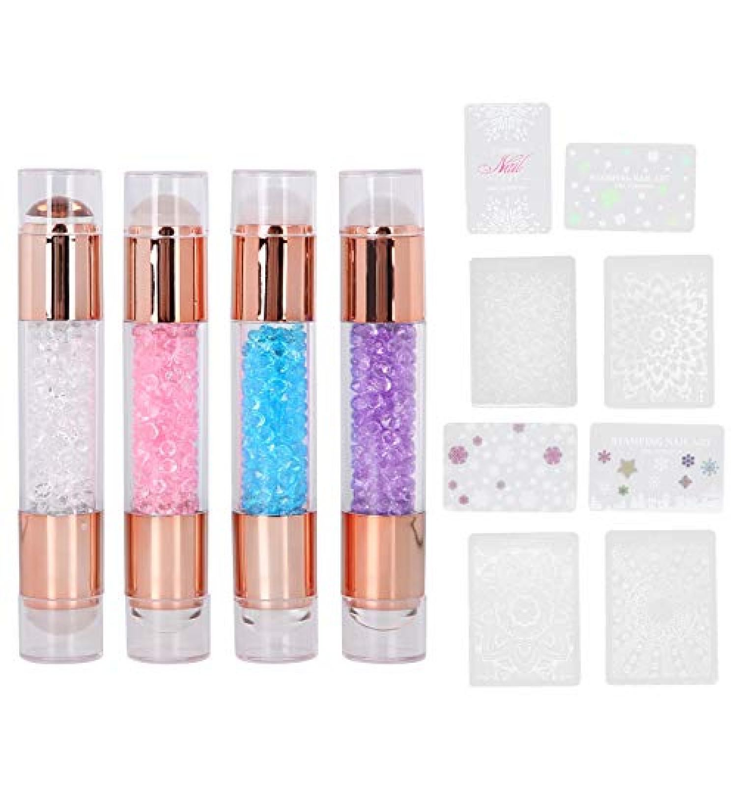 4 Nail Art Stamper Sets - Double Ended Silicone Stamps & Nail Seal Plates for Home Manicure | Perfect for Nail Studios - Buy Online on GoSupps.com