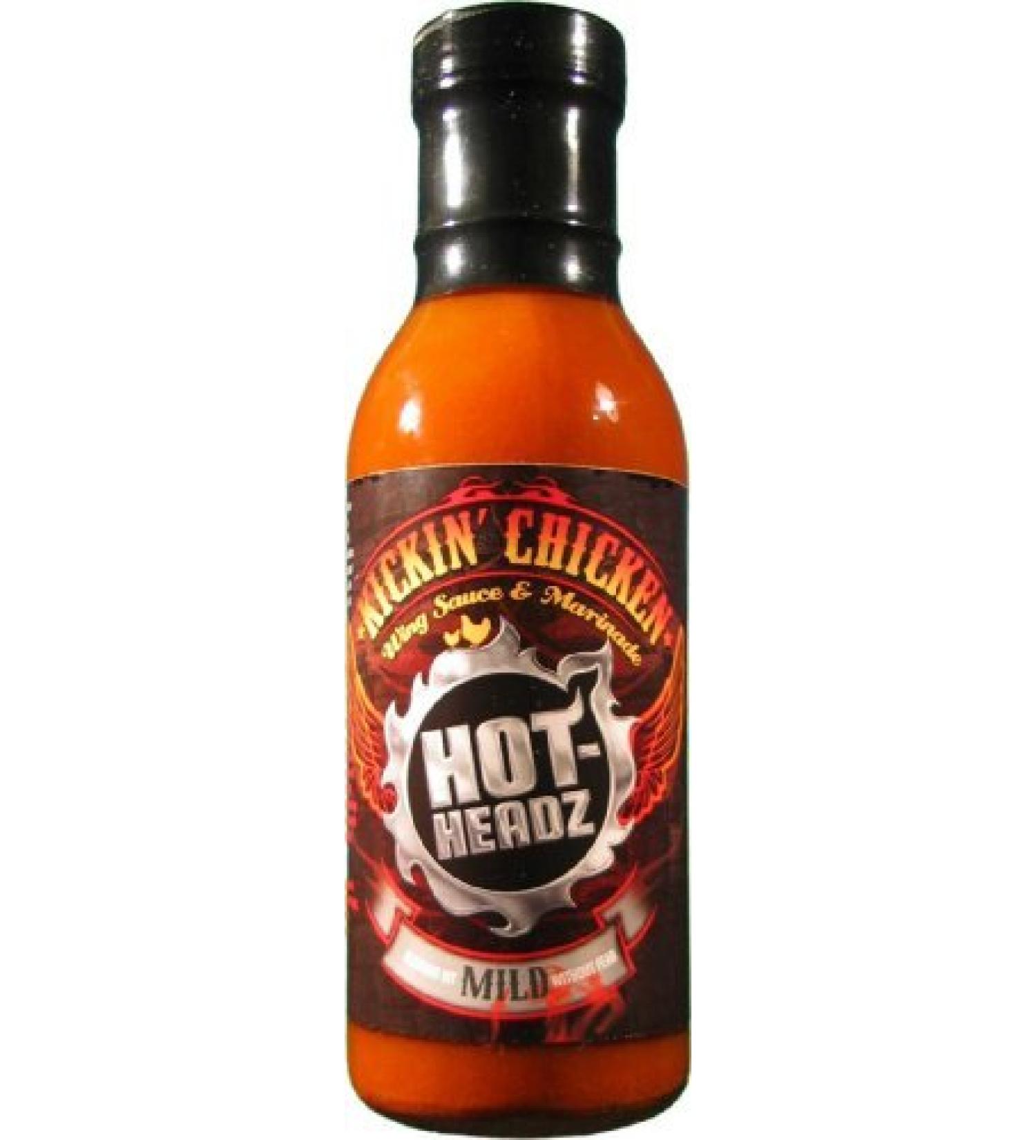 Hot-Headz! Kickin' Original Mild Chicken Wing Sauce and Marinade. Buffalo Style Cayenne Pepper Hot Sauce For Wings BBQ & Chicken. Vegan & Gluten Free Buffalo Sauce With Light Spice & Heat (354 ml) Medium Cayenne