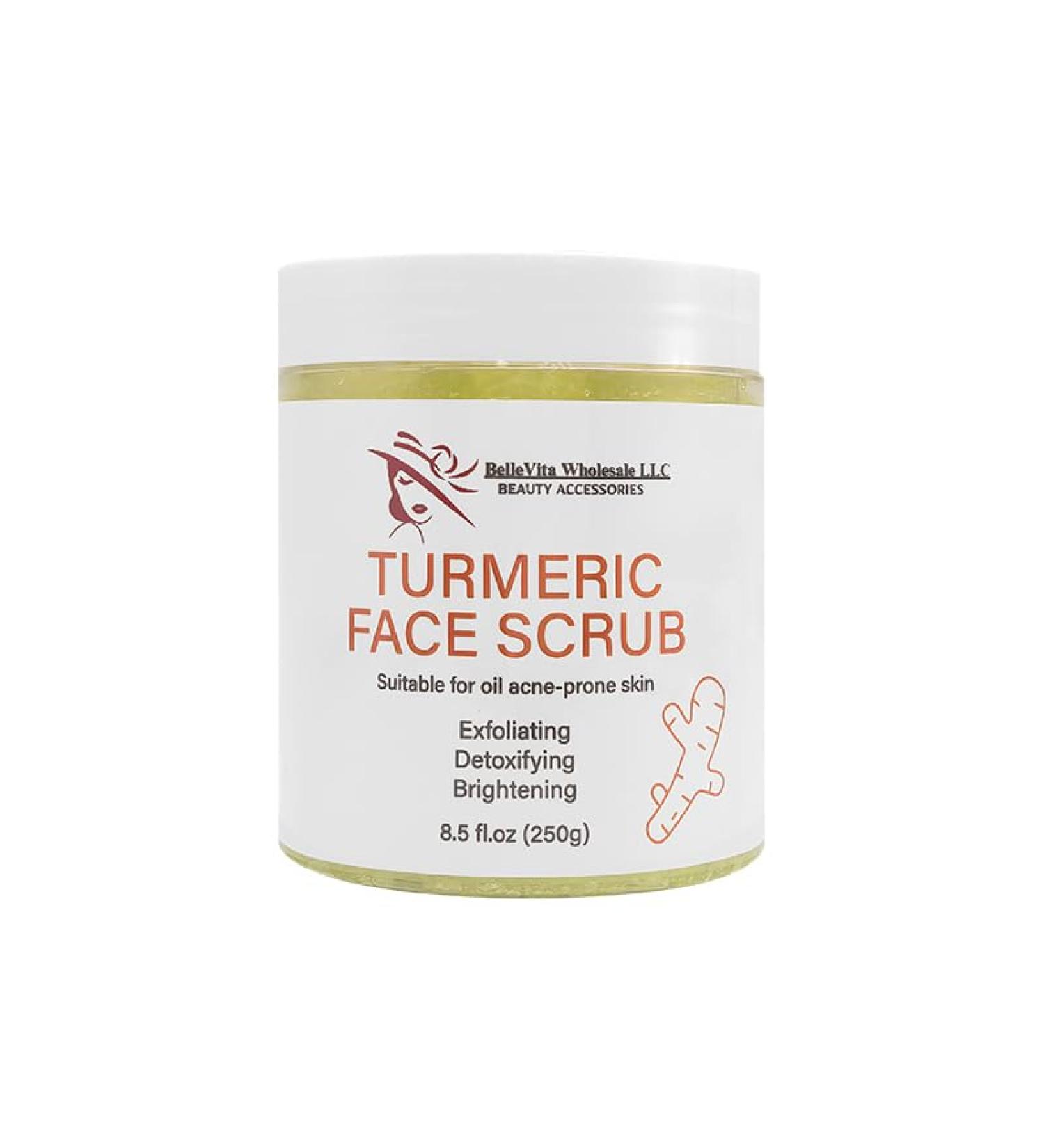 BelleVita Turmeric Face and Body Scrub- Exfoliating brightening scrub with natural ingredients for glowing skin Even tone and smooth texture.