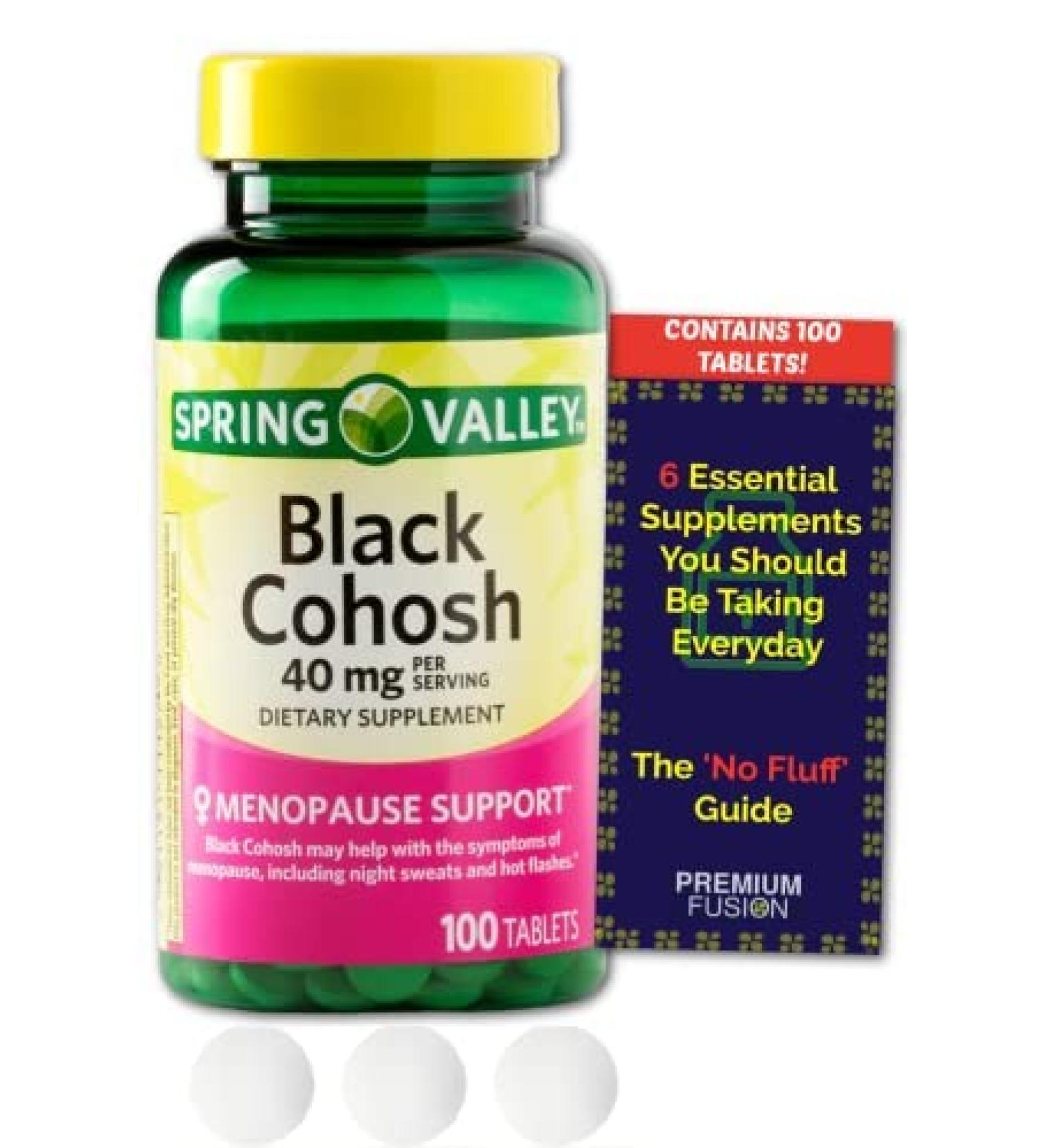 Spring Valley Black Cohosh Menopause Support 40mg (100 ct) + Vitamin Pouch & Supplement Guide - Buy Online on GoSupps.com