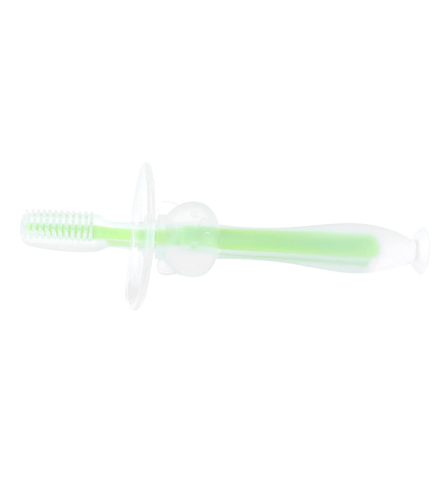 SALUTUY Toddler Oral Care Teether Brush - Baby Toothbrush with Soft Bristles for Baby Teeth and Gums (Green) - Buy Online on GoSupps.com