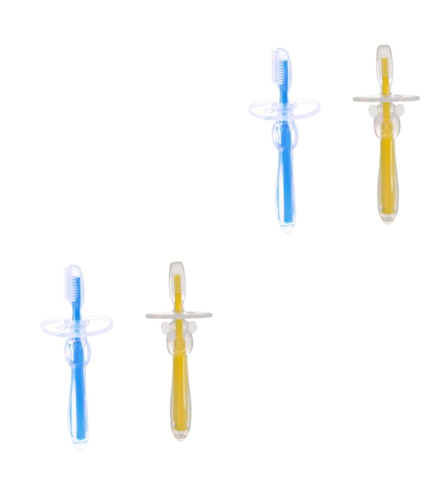 Frcolor 4-Piece Silicone Training Toothbrush Set & Teething Toy for Babies | Soft Safe Earth Tone Baby Care Essentials - Buy Online on GoSupps.com