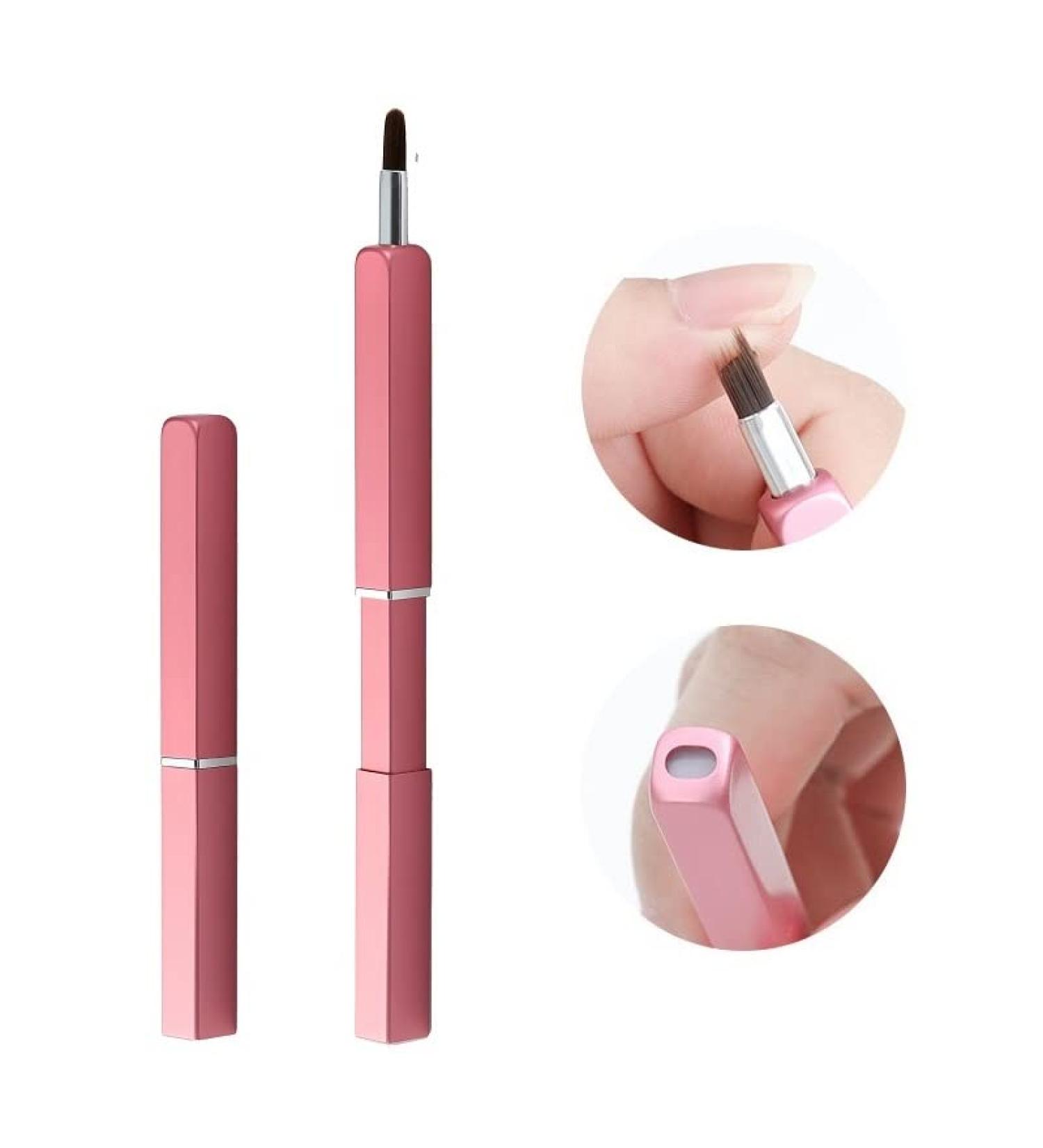 Exquisite Professional Lip Brush Applicators-Retractable Lipstick Brushes- Lipstick Gloss Makeup Brush Tool For Women and Girls (Pink) - Buy Online on GoSupps.com