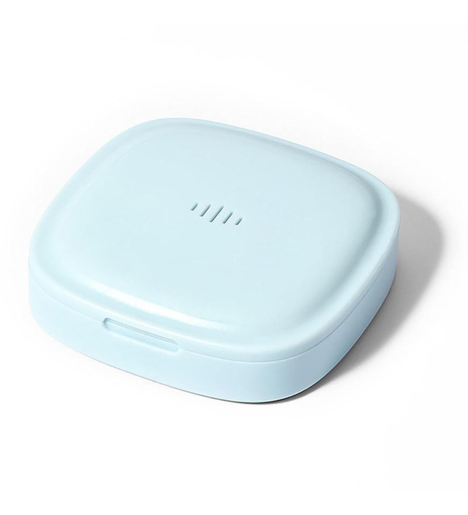 Slim Retainer Holder with Vent Holes | Portable Night Guard Case for Travel | Magnetic Closure Aligner Case Compatible with Invisalign (Pastel Blue - Buy Online on GoSupps.com