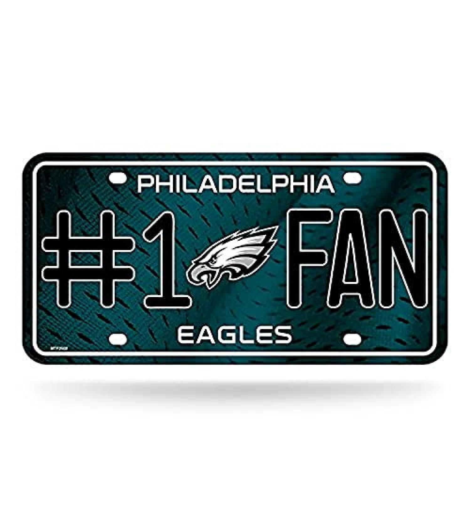 Philadelphia Eagles #1 Fan Metal License Plate Tag | 6 x 11.5 | Team Color - Buy Online on GoSupps.com