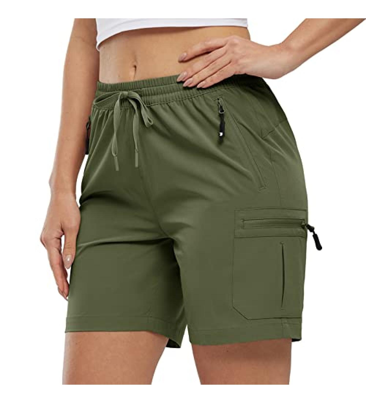 BASUDAM Women's Quick Dry Athletic Shorts - Army Green, Medium - Buy Online on GoSupps.com