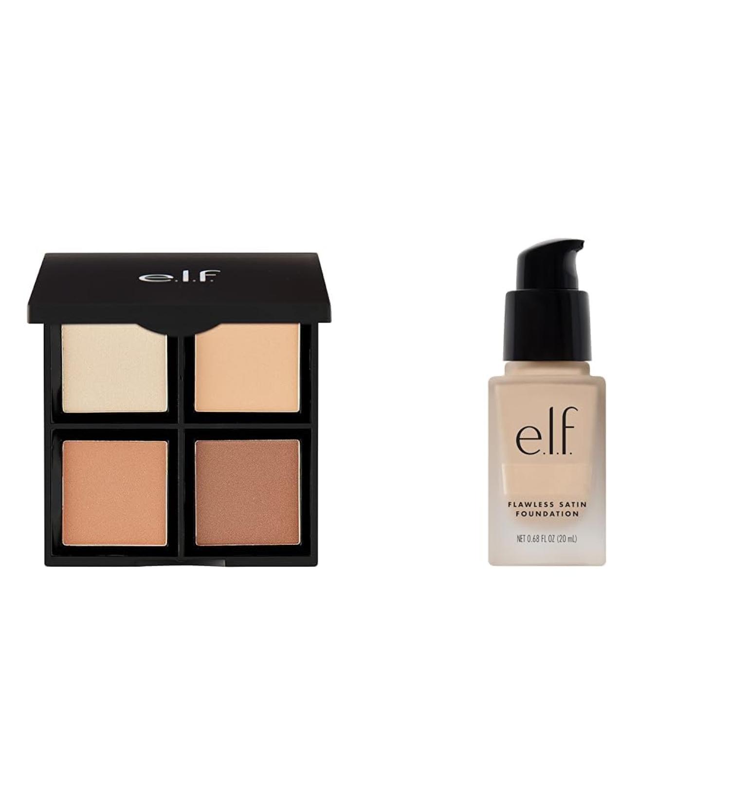 e.l.f. Powder Contour Palette Compact Powder Palette & Flawless Finish Foundation Lightweight Medium Coverage & Semi-Matte Beige 0.68 Fl Oz (20mL) (Packaging May Vary) Contour + Foundation - Buy Online on GoSupps.com