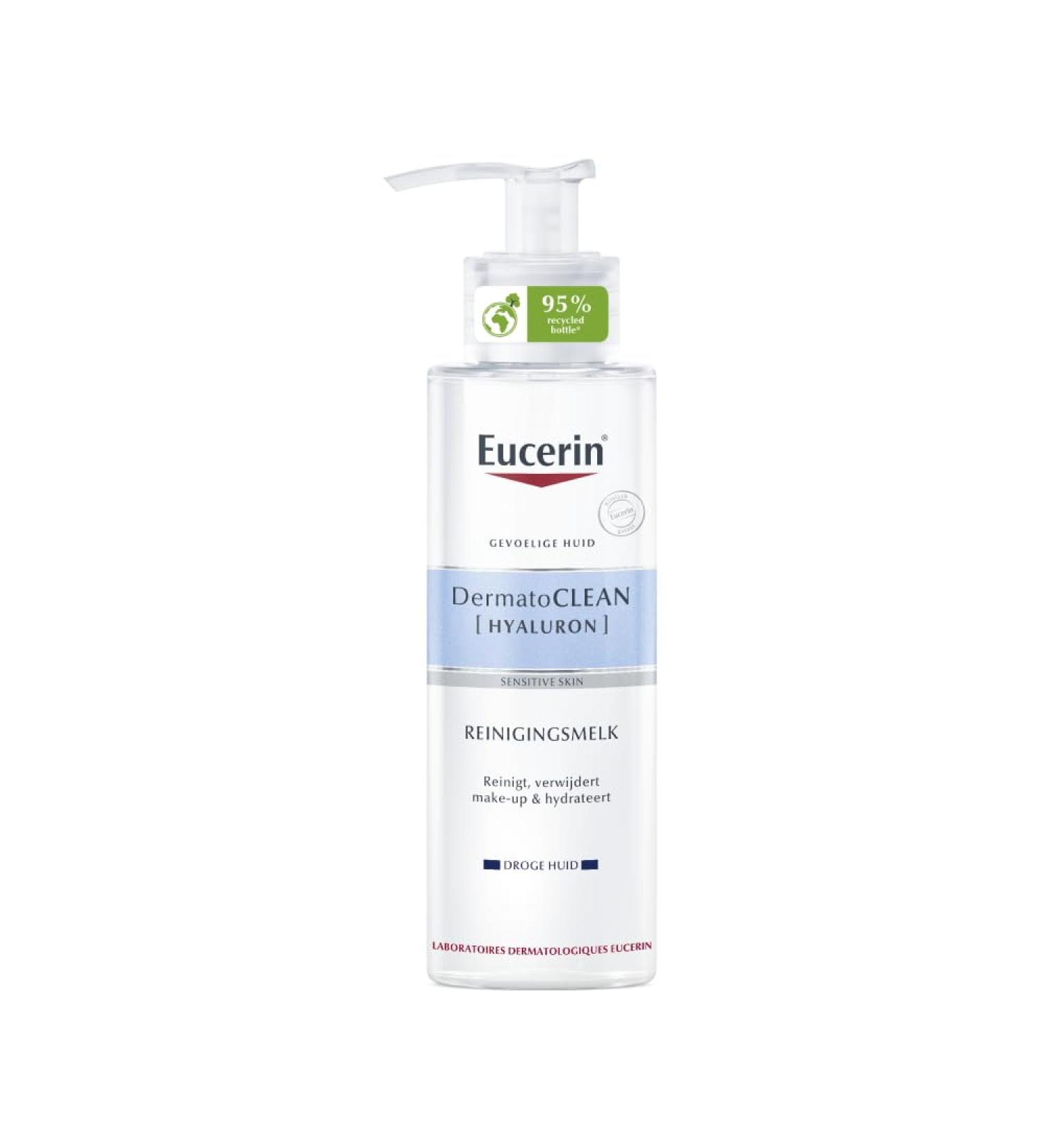 Eucerin DermatoCLEAN Hyaluron Cleansing Milk 200 ml - Unscented Facial Cleanser for All Skin Types - International Shipping Available - Buy Online on GoSupps.com