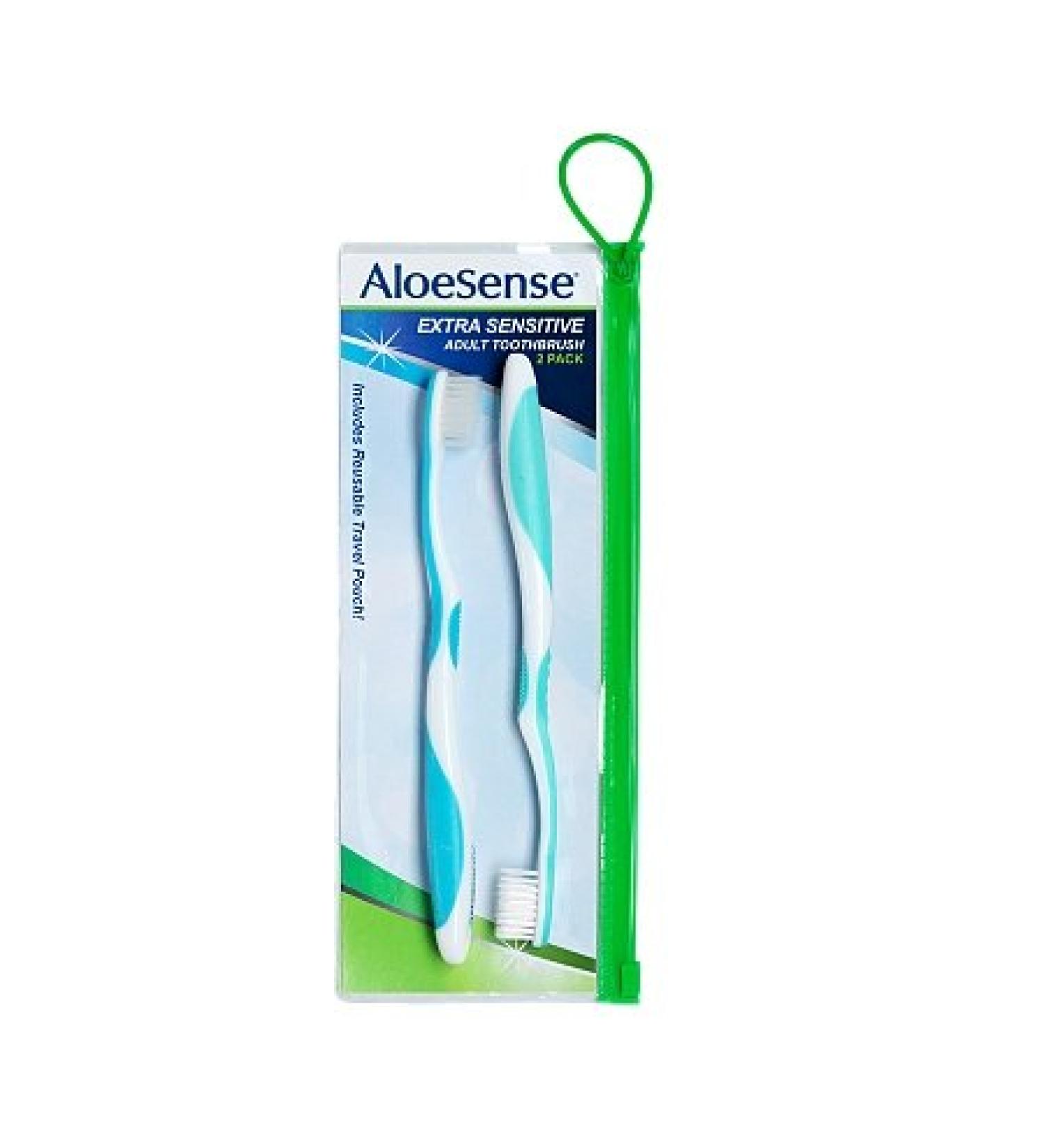 AloeSense Extra-Sensitive Toothbrush 2-pack w/travel pouch (1 Count) 1-pack
