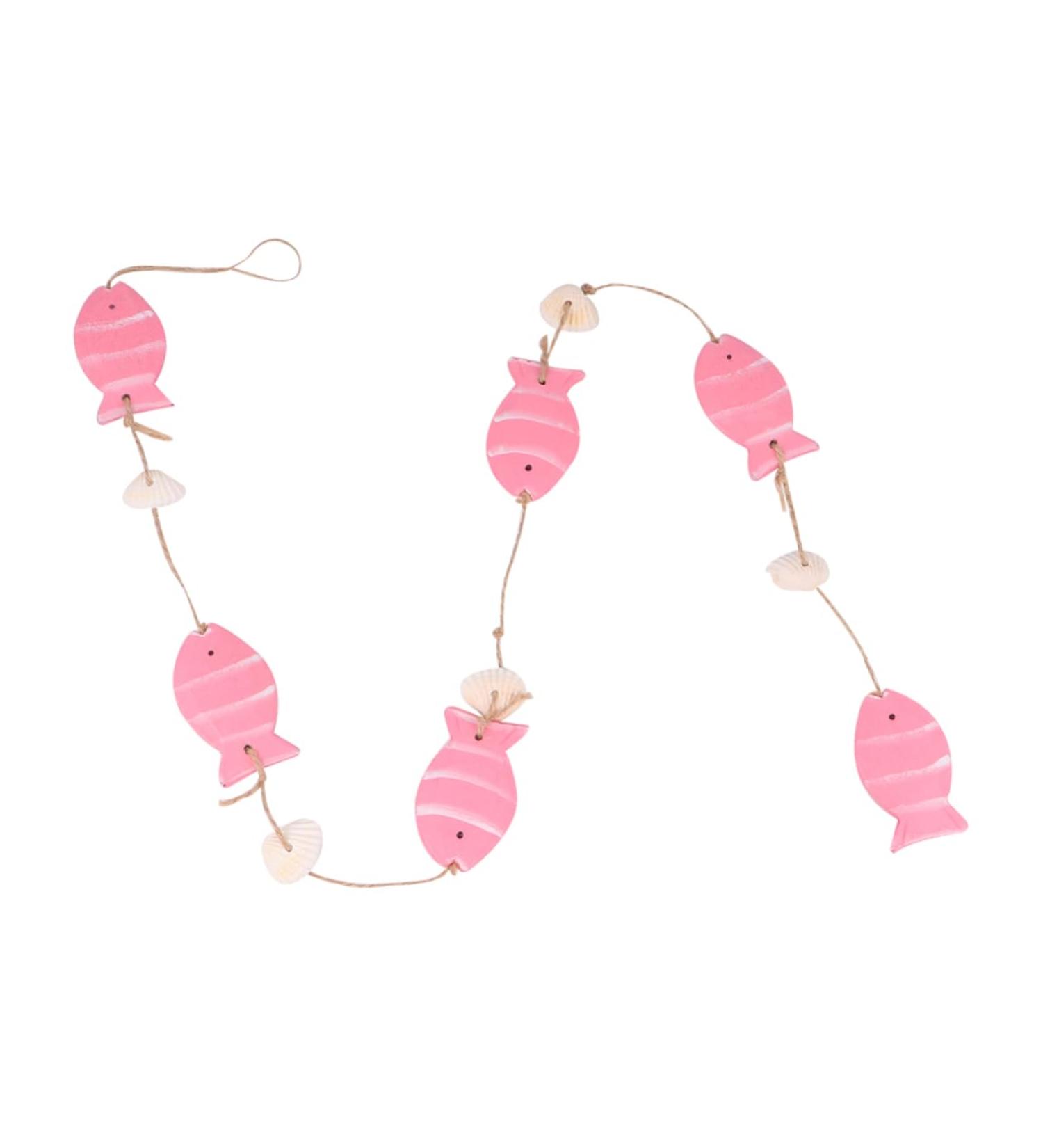 Alipis 1 Pc Fish Hanging Ornament Wedding D cor Woodsy Decor Wood Decor Pink Hanging String Shell Pink 102X4.2CM - Buy Online on GoSupps.com