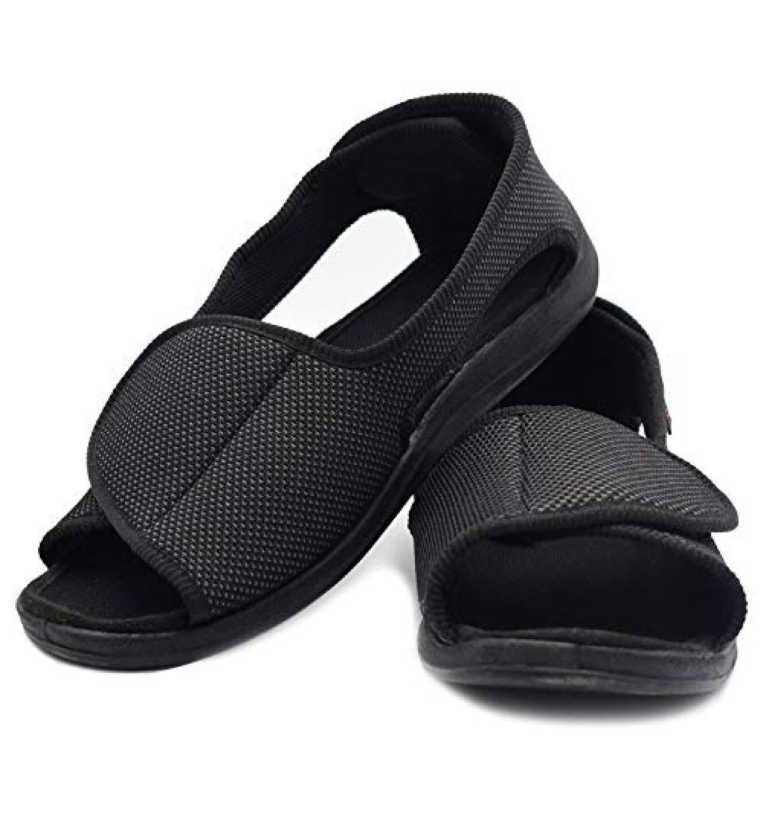 W&LESVAGO Men's Open Toe Diabetic Sandals - Extra Wide Width Arthritis & Edema Footwear 11 Black - Buy Online on GoSupps.com