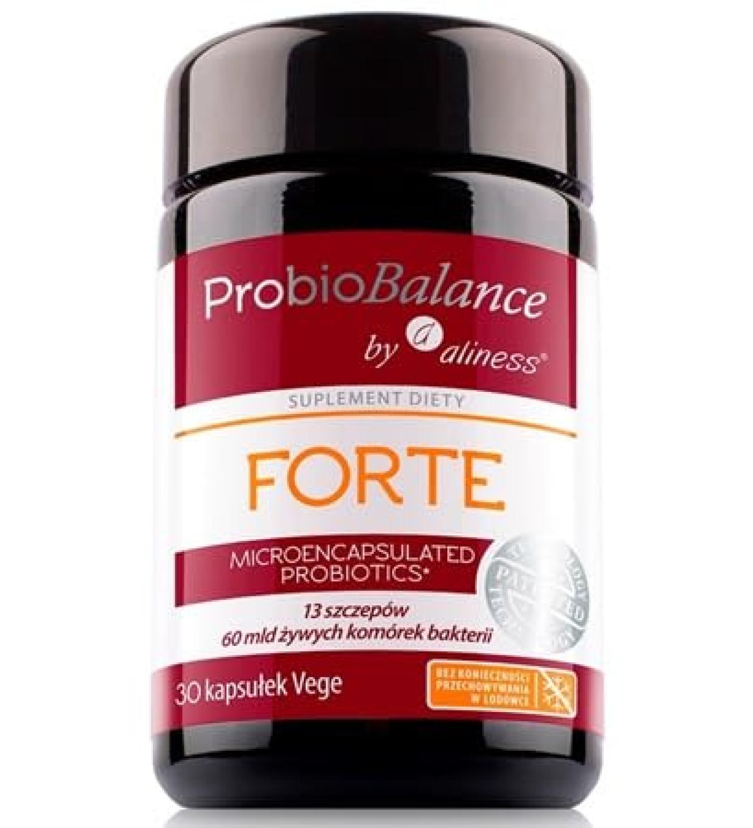 ProbioBalance Forte microencapsulated probiotic 13 strains 60 billion bacteria 30 capsules Aliness