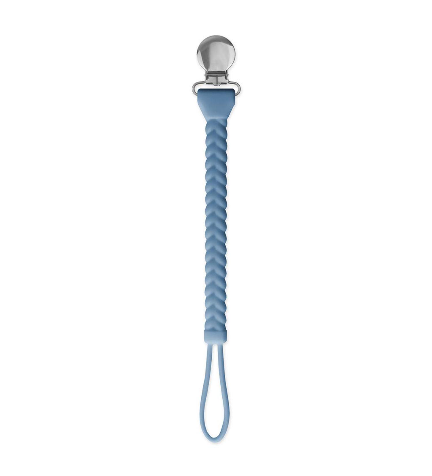 Itzy Ritzy Silicone Pacifier Clip - Blue with Silver Clip | 100% Silicone Strap for Pacifiers, Teethers & Toys - Buy Online on GoSupps.com