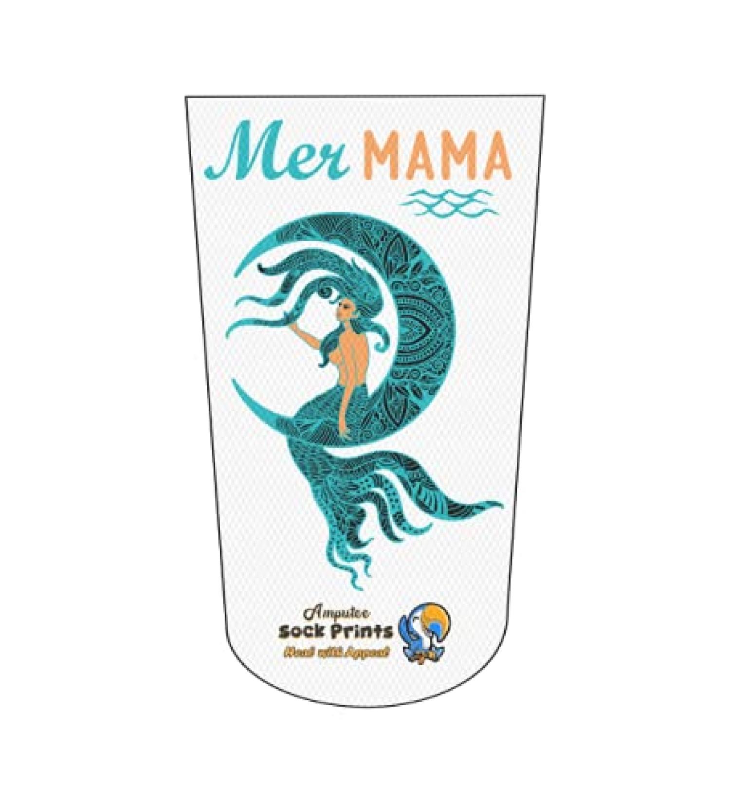 Heal with Appeal Amputee Stump Sock - Mermaid Moon Turquoise White Background - 3Ply - Buy Online on GoSupps.com