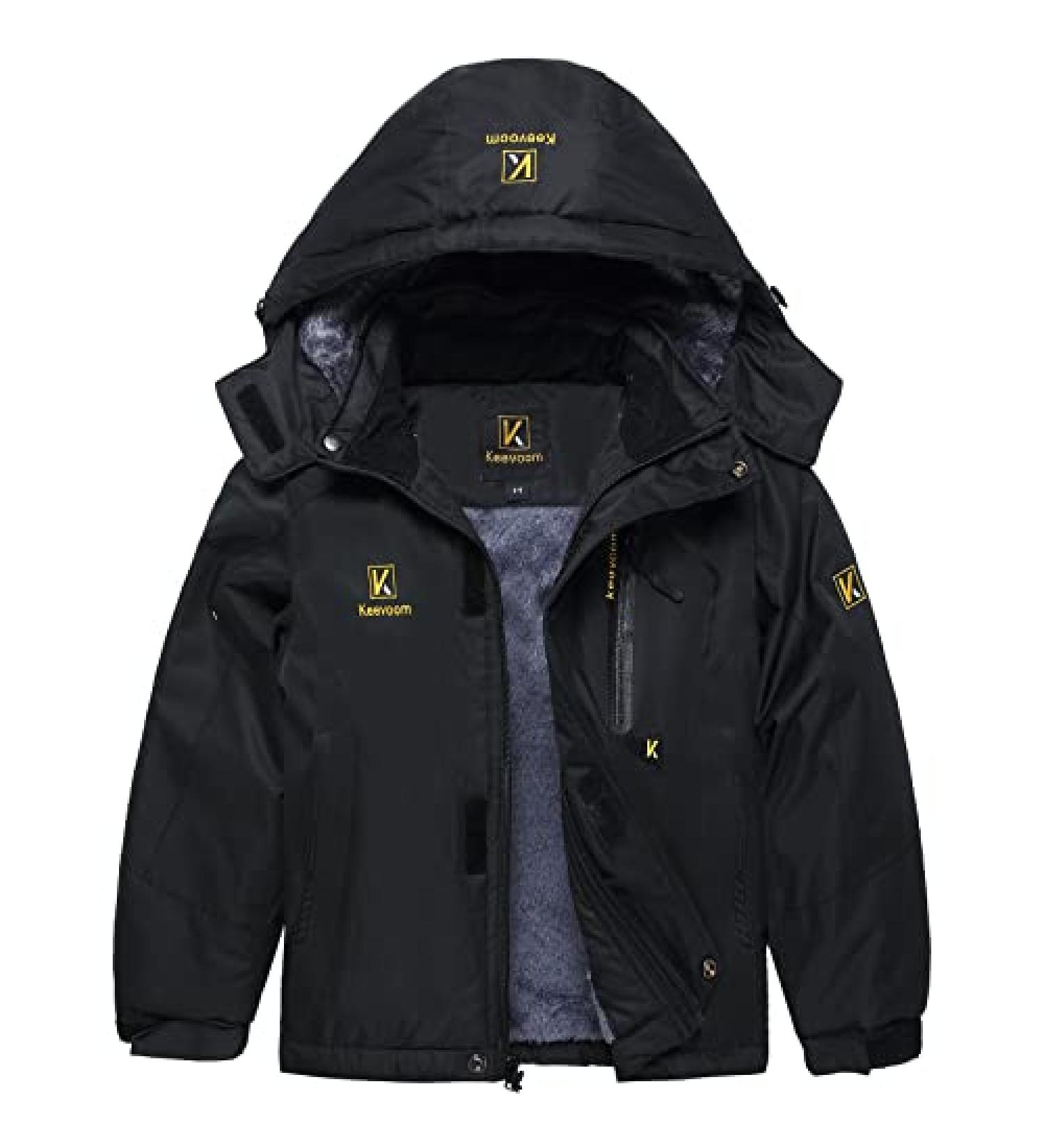Keevoom Boy's Waterproof Ski Jacket - Black 4-5 | Warm Winter Coat for Kids - Buy Online on GoSupps.com