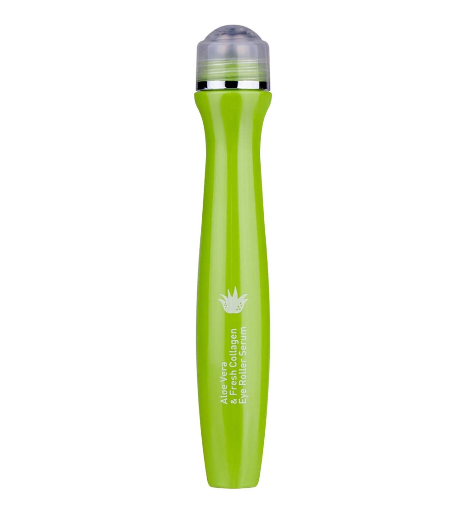 Aloe Vera & Fresh Collagen Eye Roller Serum | Anti-Wrinkle, Anti-Bags, Reduces Dark Circles & Puffiness | 15ml (0.50 fl.oz.) - Green - Buy Online on GoSupps.com