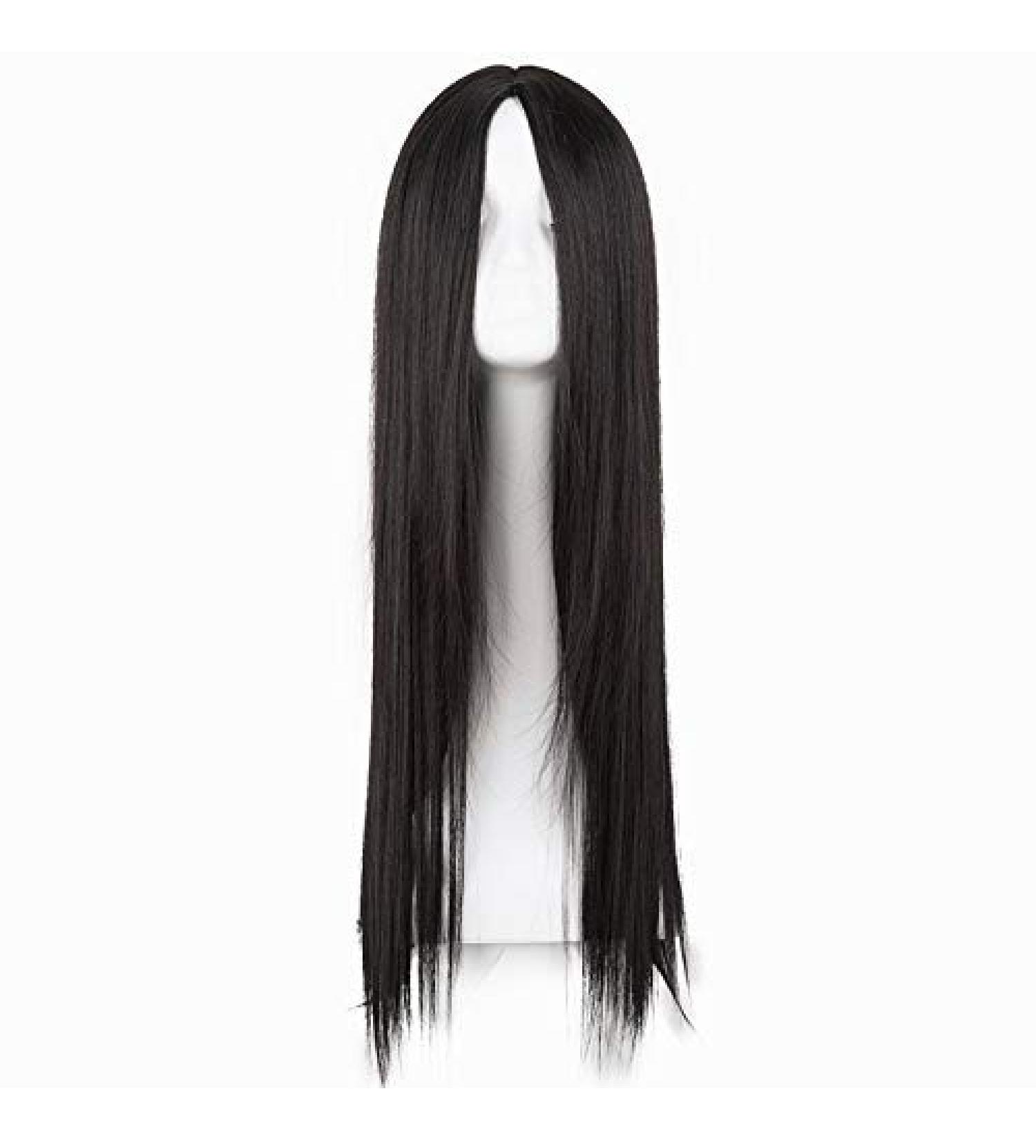 Lfmdjf Brown WIG Synthetic Heat Resistant Fiber Long Straight Hair Female Women Middle Part Line Party Hairpiece 26inches Brown 1b/30HL