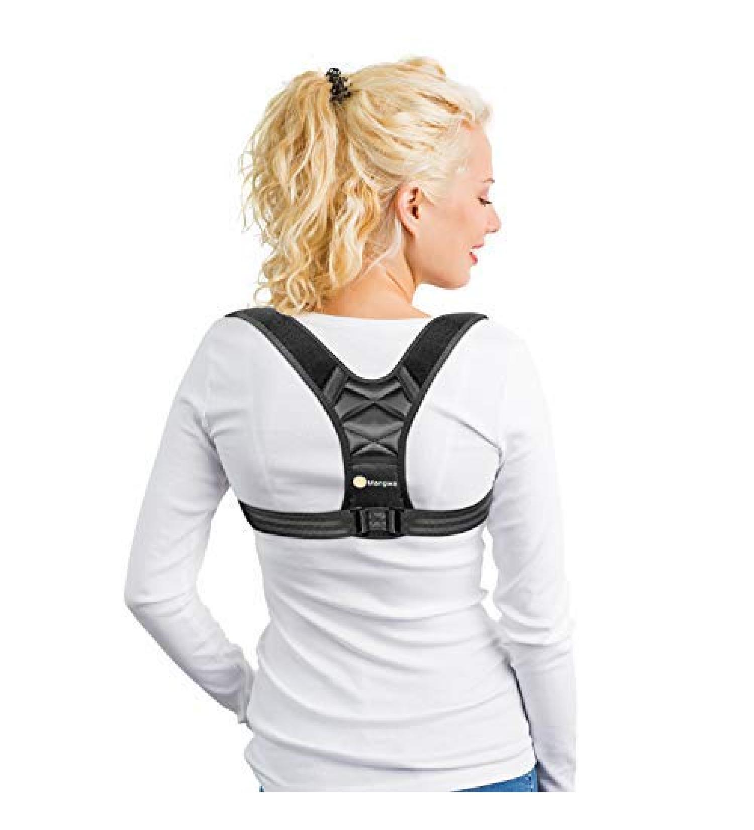 Adjustable Back Brace for Pain Relief | Support Shoulder & Neck | Comfortable Padded Back Straightener - International Shipping Available - Buy Online on GoSupps.com