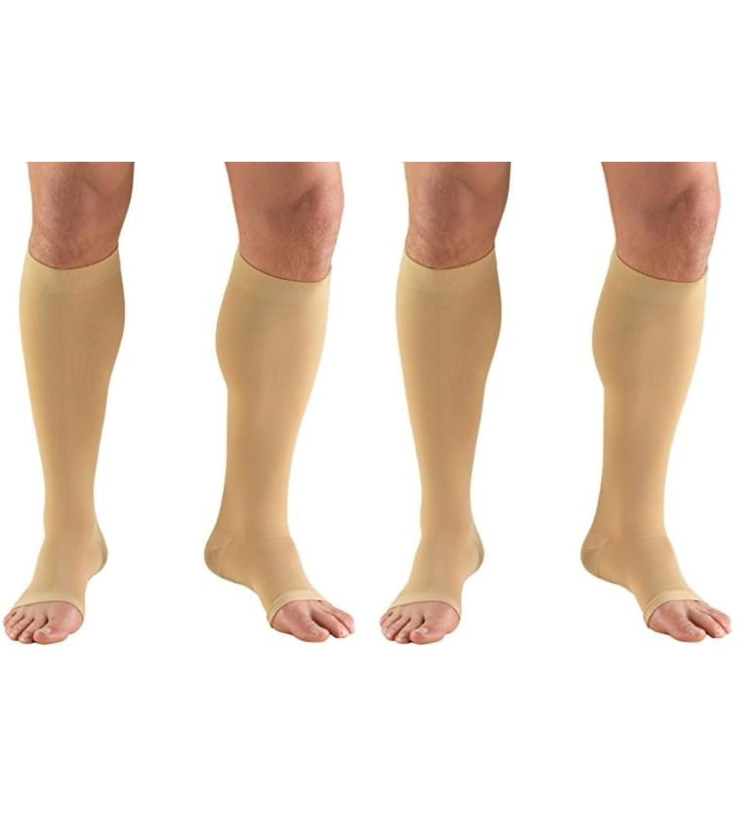 Buy Truform 30-40 mmHg Compression Stockings for Men and Women - Knee High Open Toe Beige - Medium (Pack of 2) | International Shipping Available - Buy Online on GoSupps.com