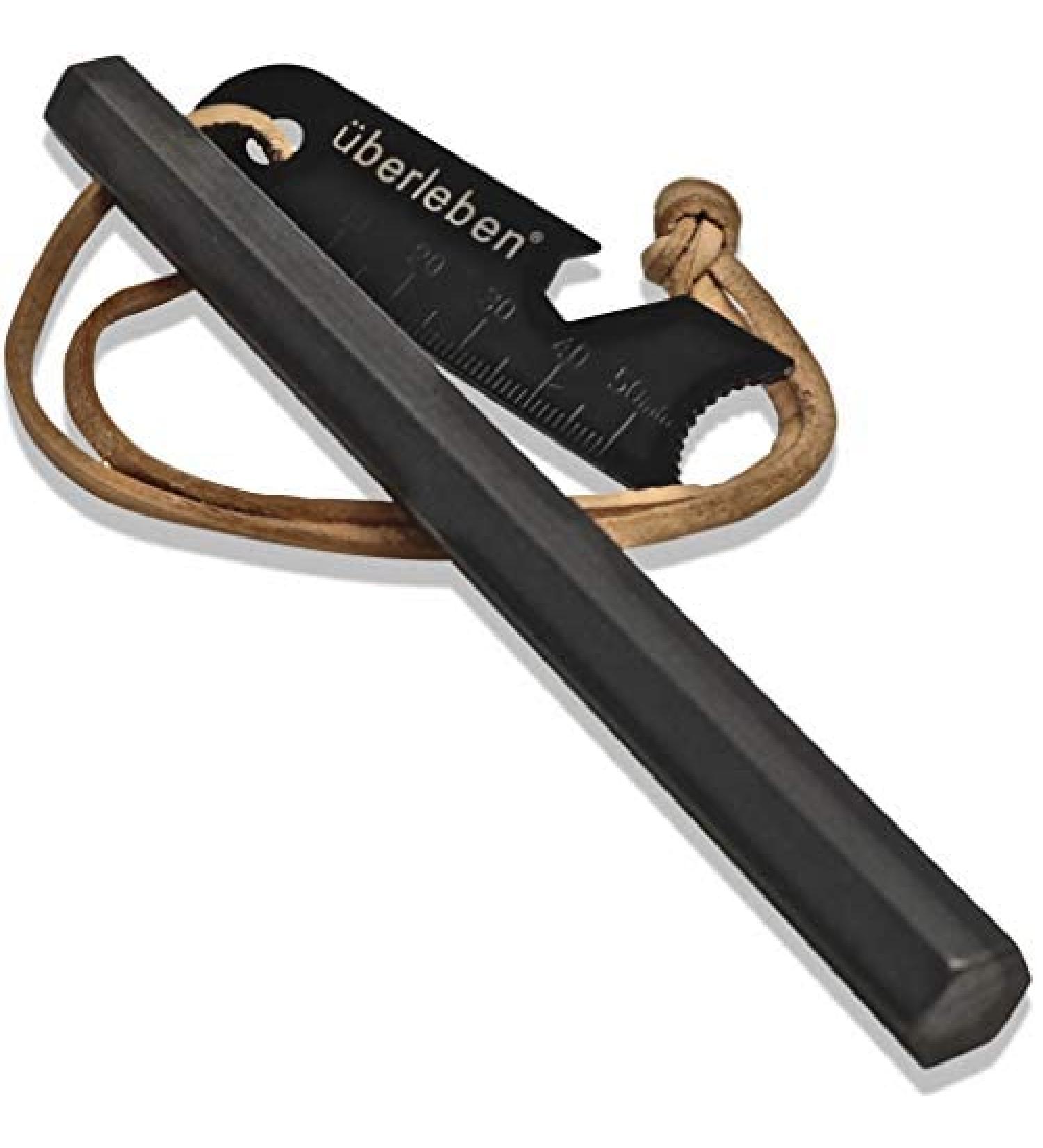 Berleben Hex Fire Starter - 6-Sided Ferro Rod with Wide Striking Surfaces - Durable 1/2 Thick Fire Steel - 20,000+ Strikes - Survival Igniter with Leather Lanyard & Multi-Tool Striker - 6 x 1/2 - Buy Online on GoSupps.com
