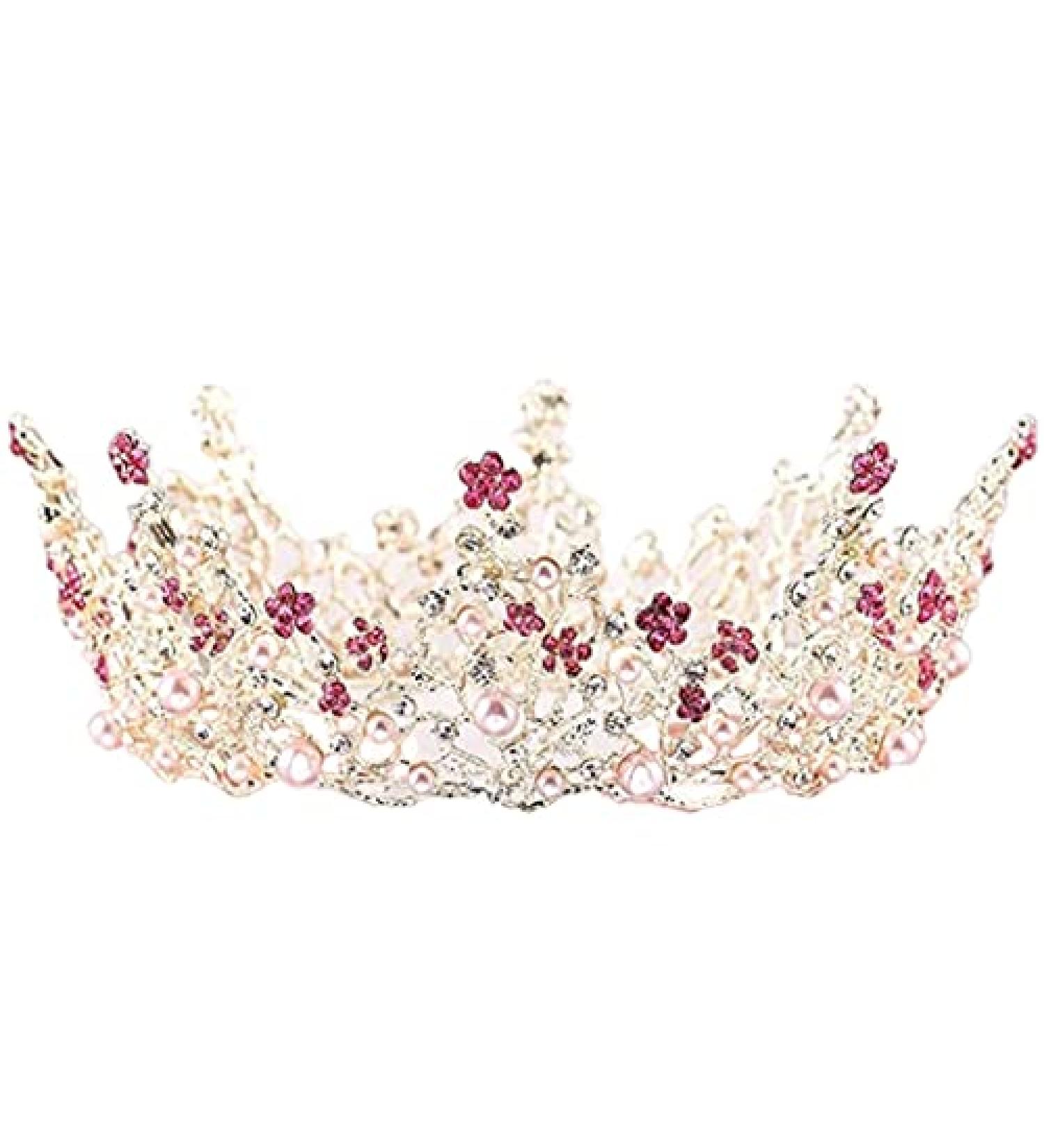 Baroque Crystal Wedding Crown - Gold Bridal Tiara for Women and Girls - Buy Online on GoSupps.com
