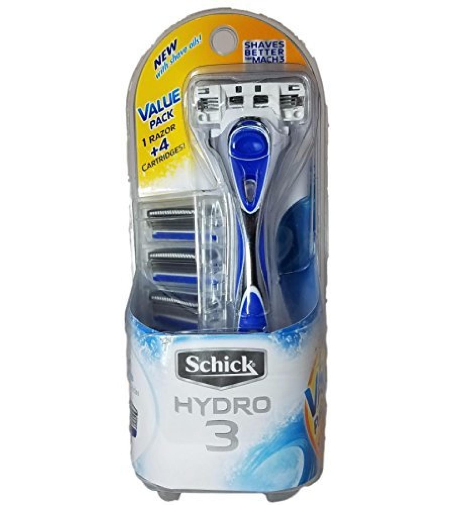 Schick Hydro 3 Razor Kit 1 Handle 3 Cartridges Value Pack